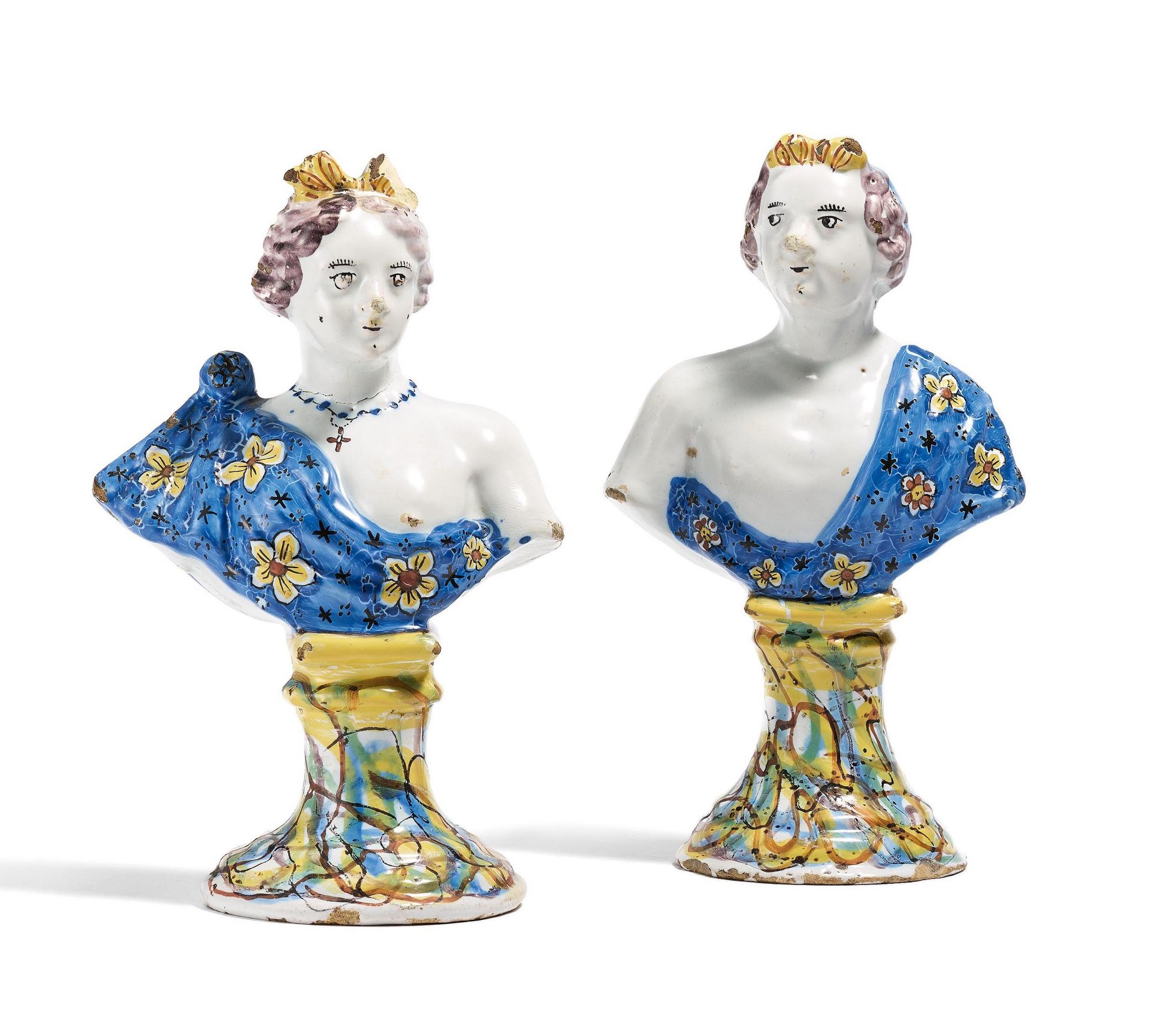 Small bust of man and woman in antique robes