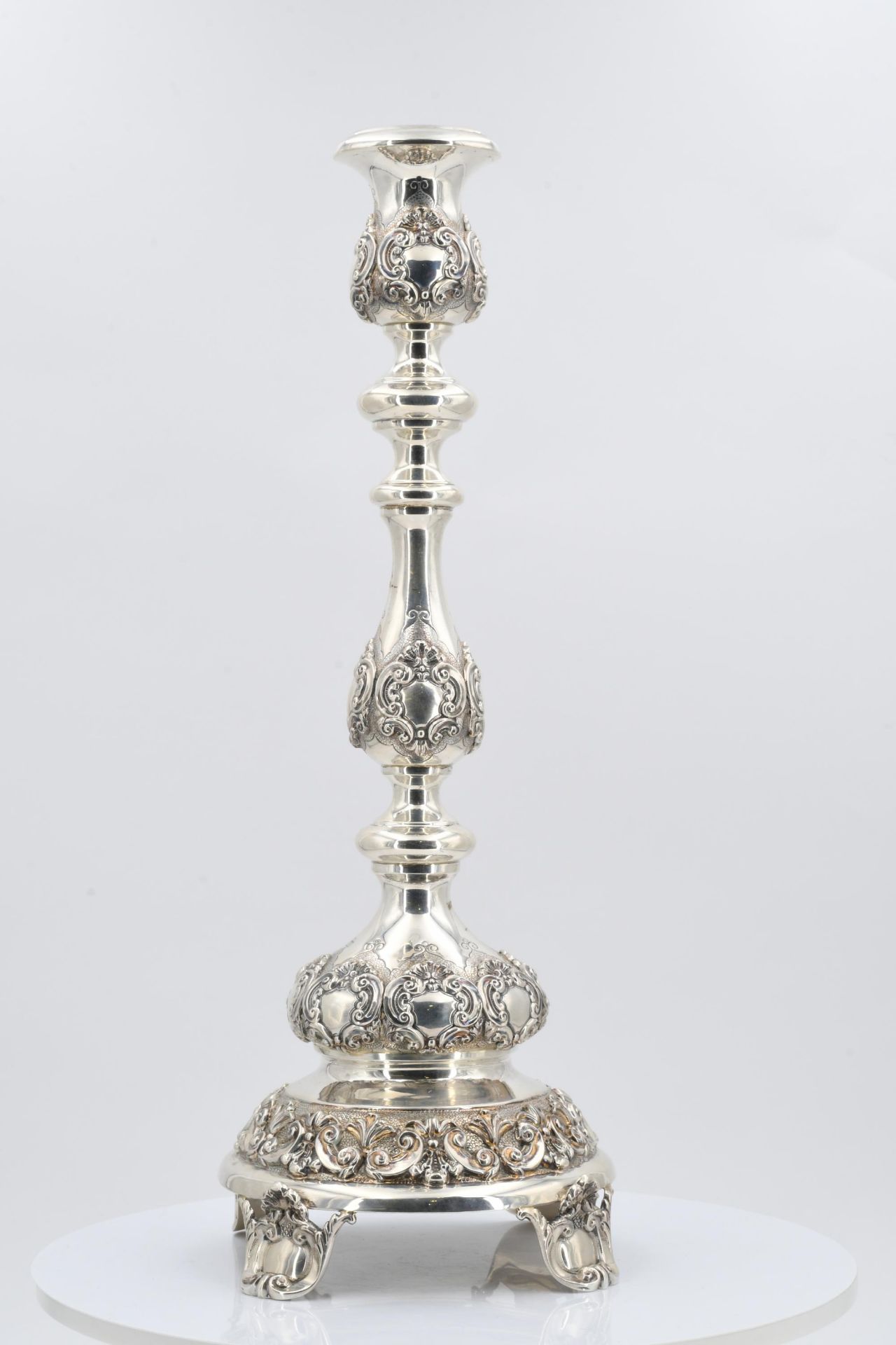 Pair of large candlesticks with baluster shaft - Image 3 of 13