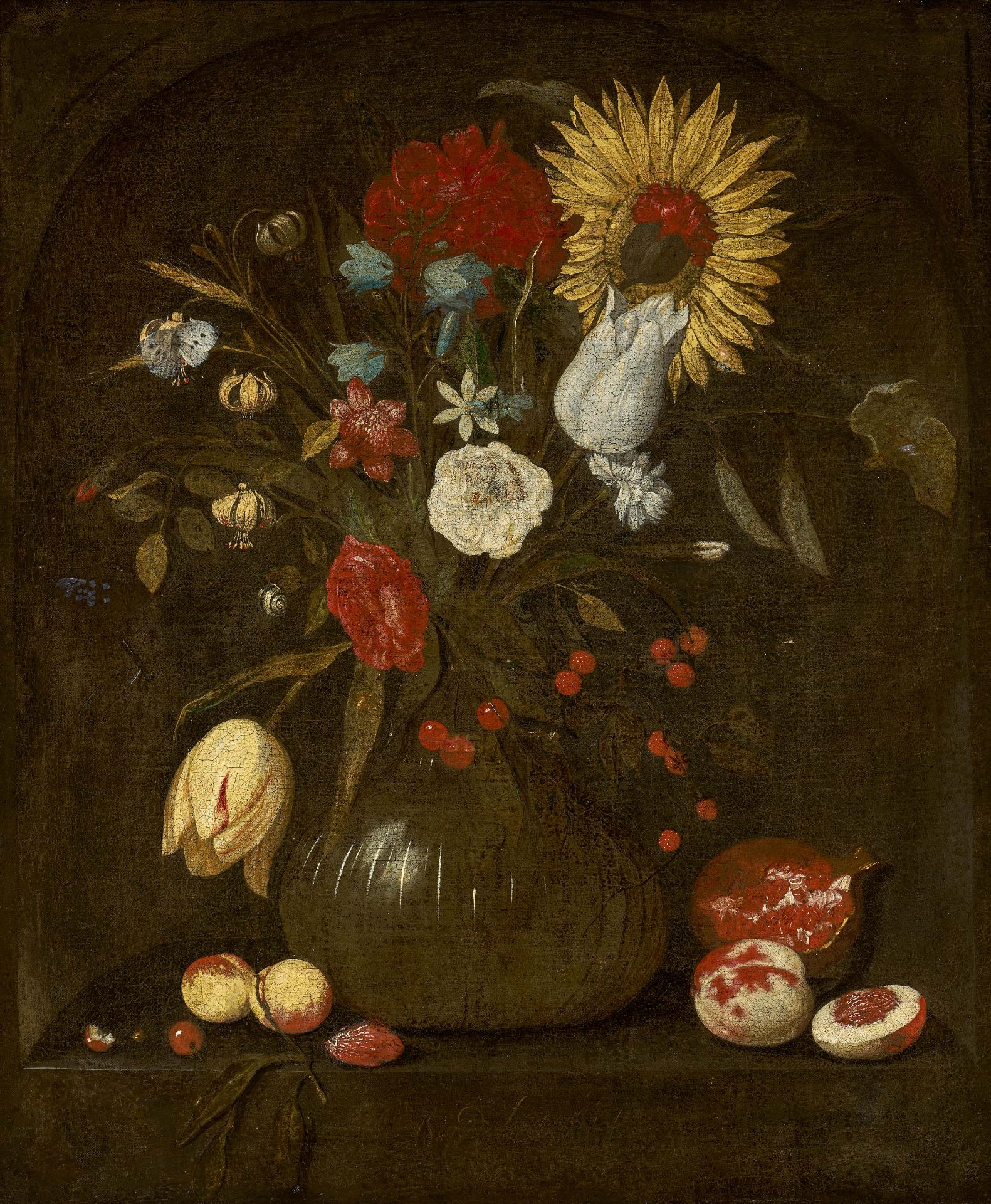 Christiaen van Dielaert. Flowers in a Glass Vase