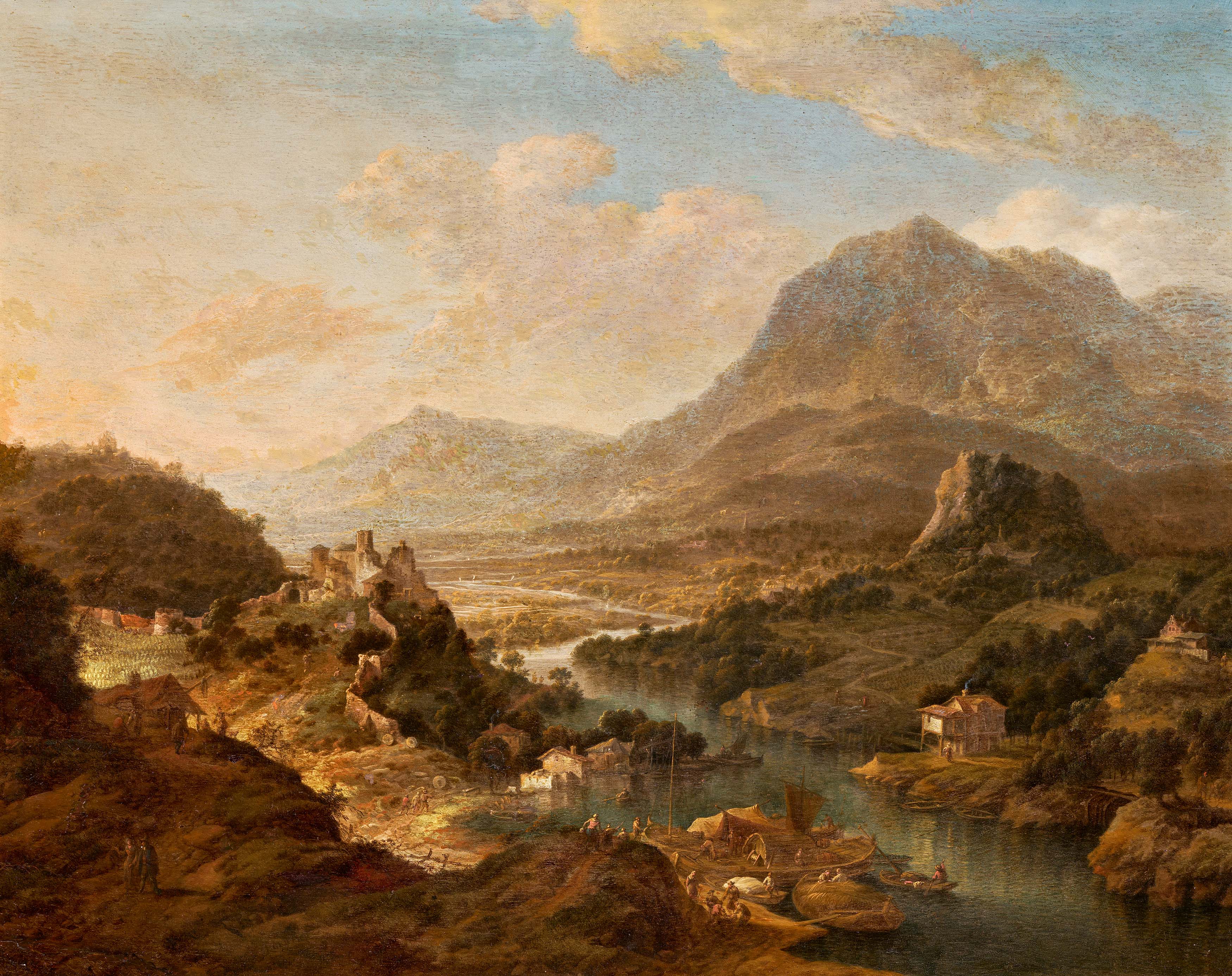 Jan I. Griffier. Mountainous Riverscape