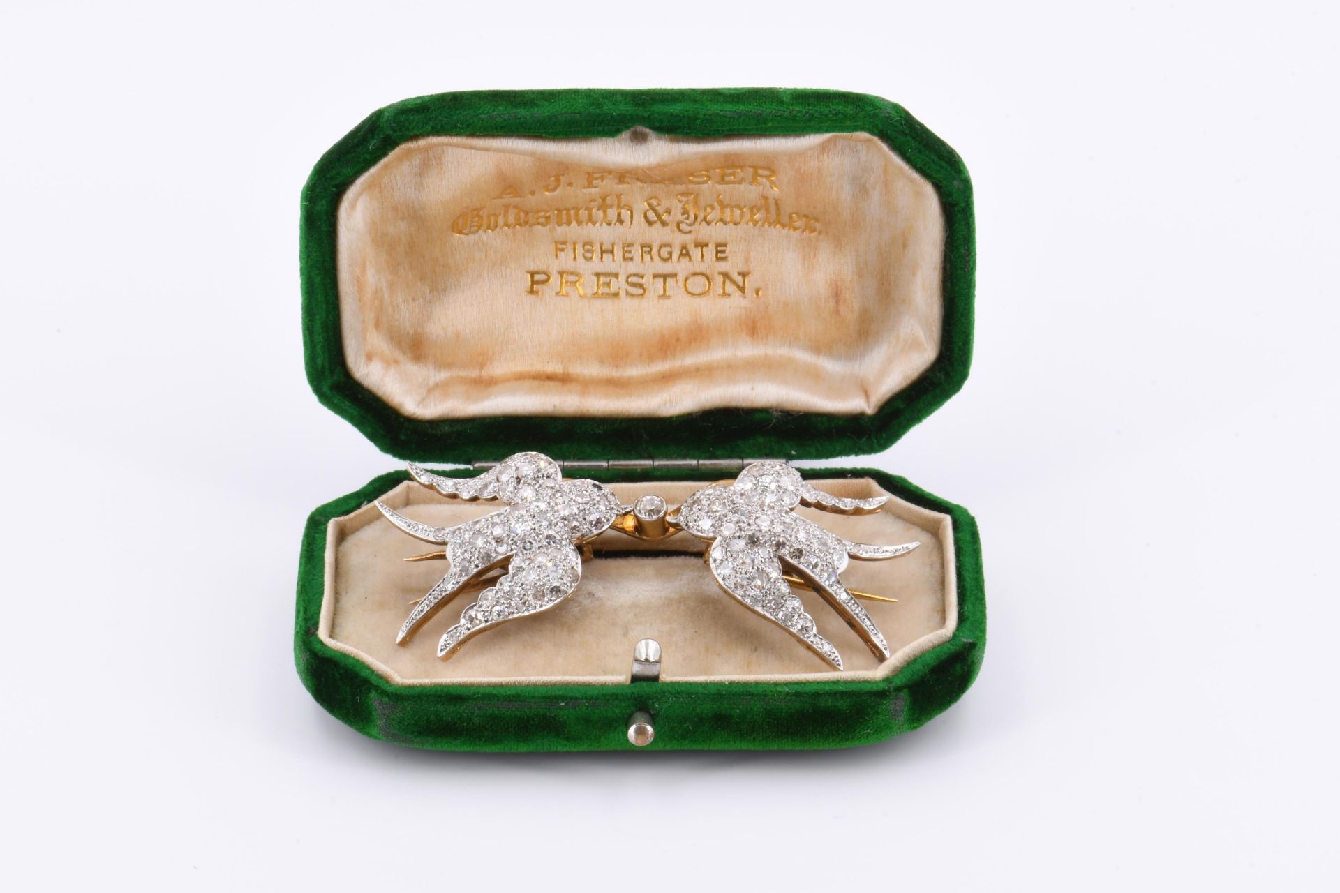 Double brooch with swallow decor - Image 4 of 6