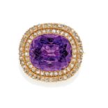 Amethyst-Diamant-Brosche