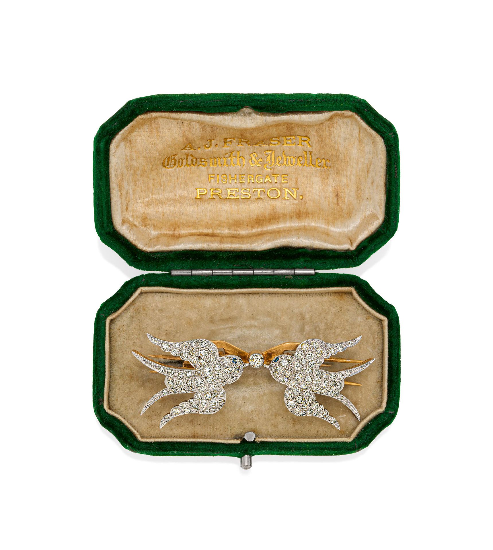 Double brooch with swallow decor - Image 2 of 6