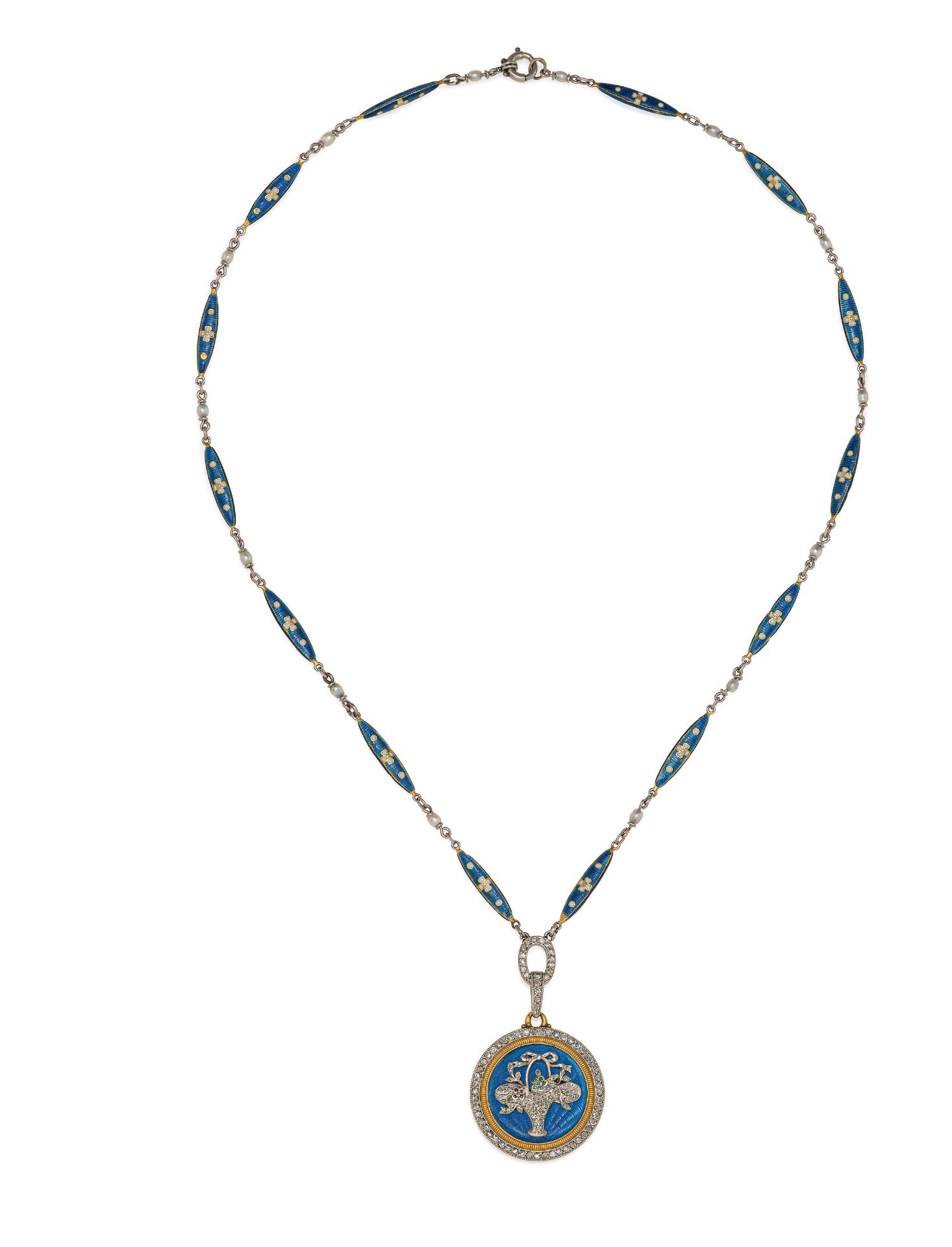 Enamel diamond set: necklace and bracelet - Image 2 of 6