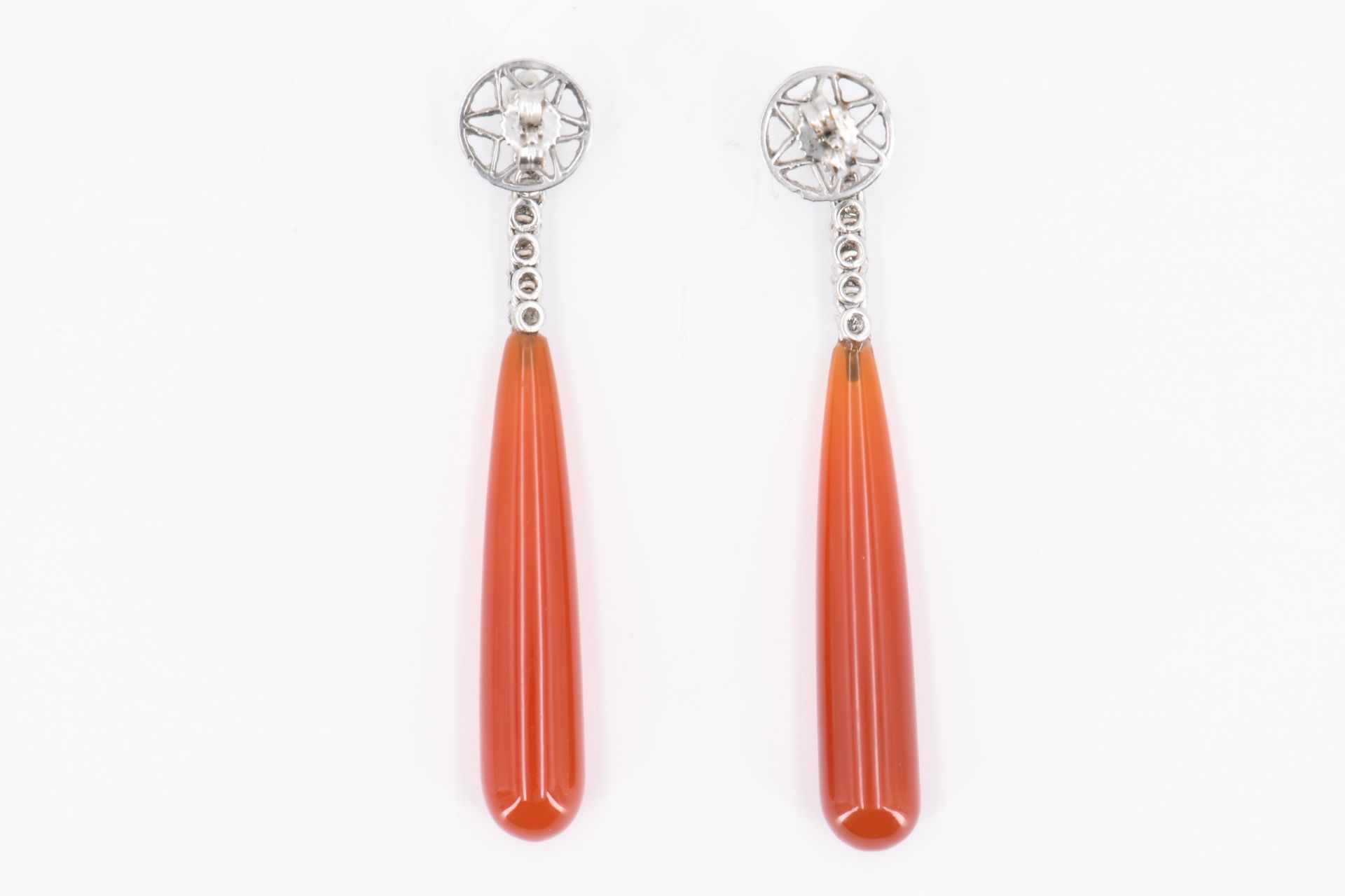 Carnelian Diamond Earrings - Image 3 of 4