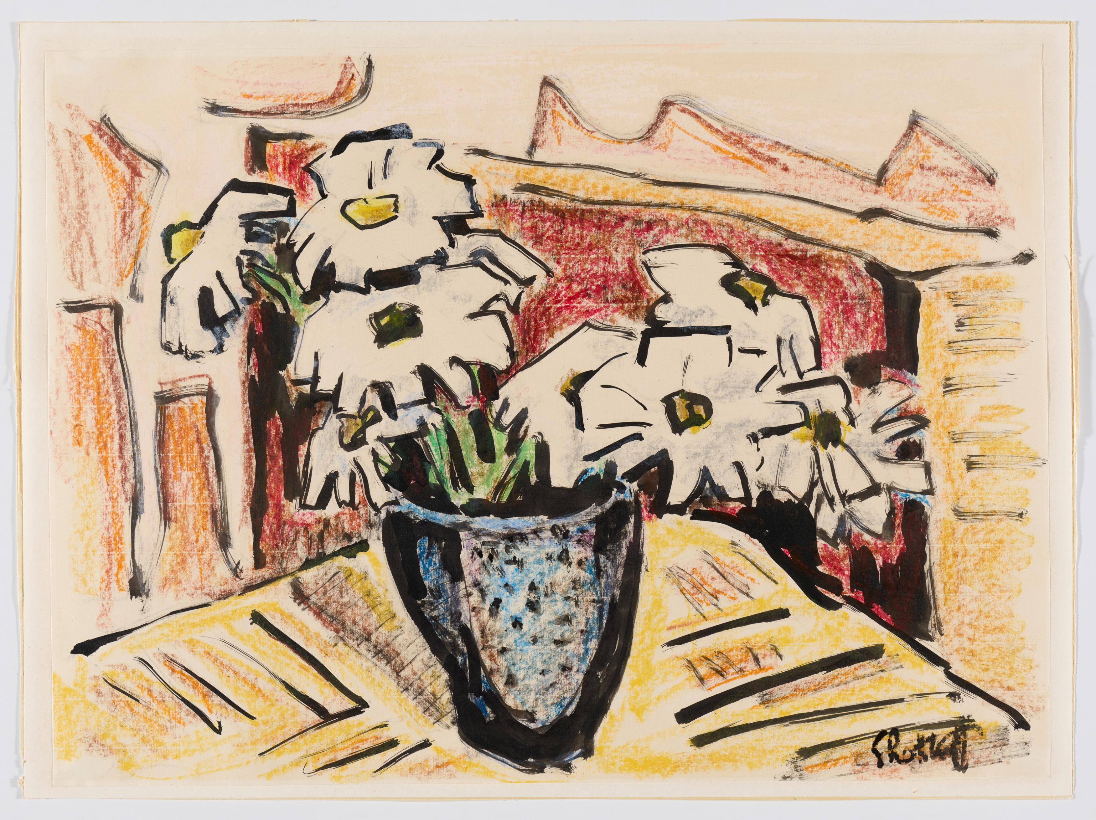 Karl Schmidt-Rottluff: "Margeriten in schwarzer Schale" - Image 2 of 4