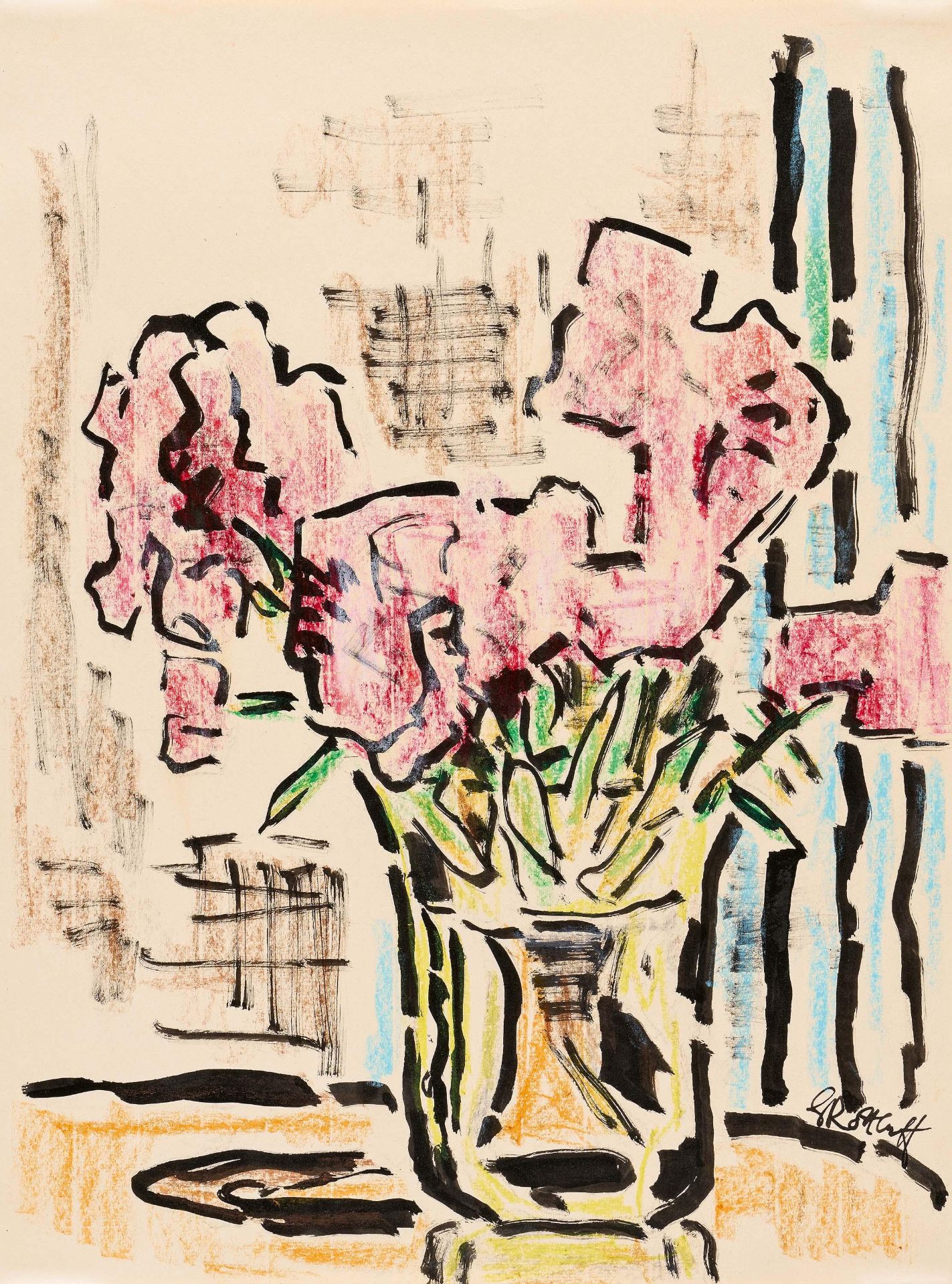 Karl Schmidt-Rottluff: Rote Blüten in heller Vase