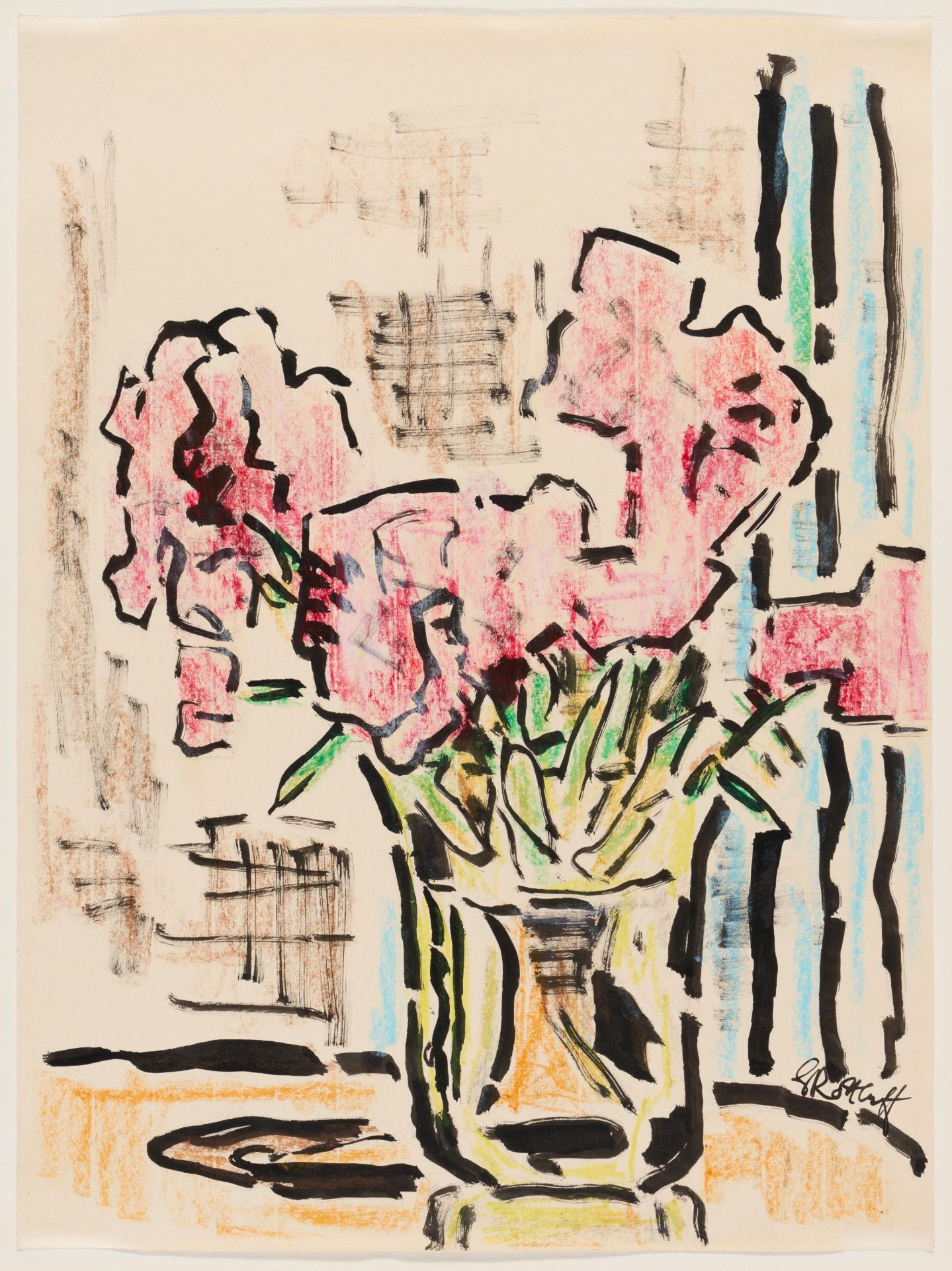 Karl Schmidt-Rottluff: Rote Blüten in heller Vase - Image 2 of 4