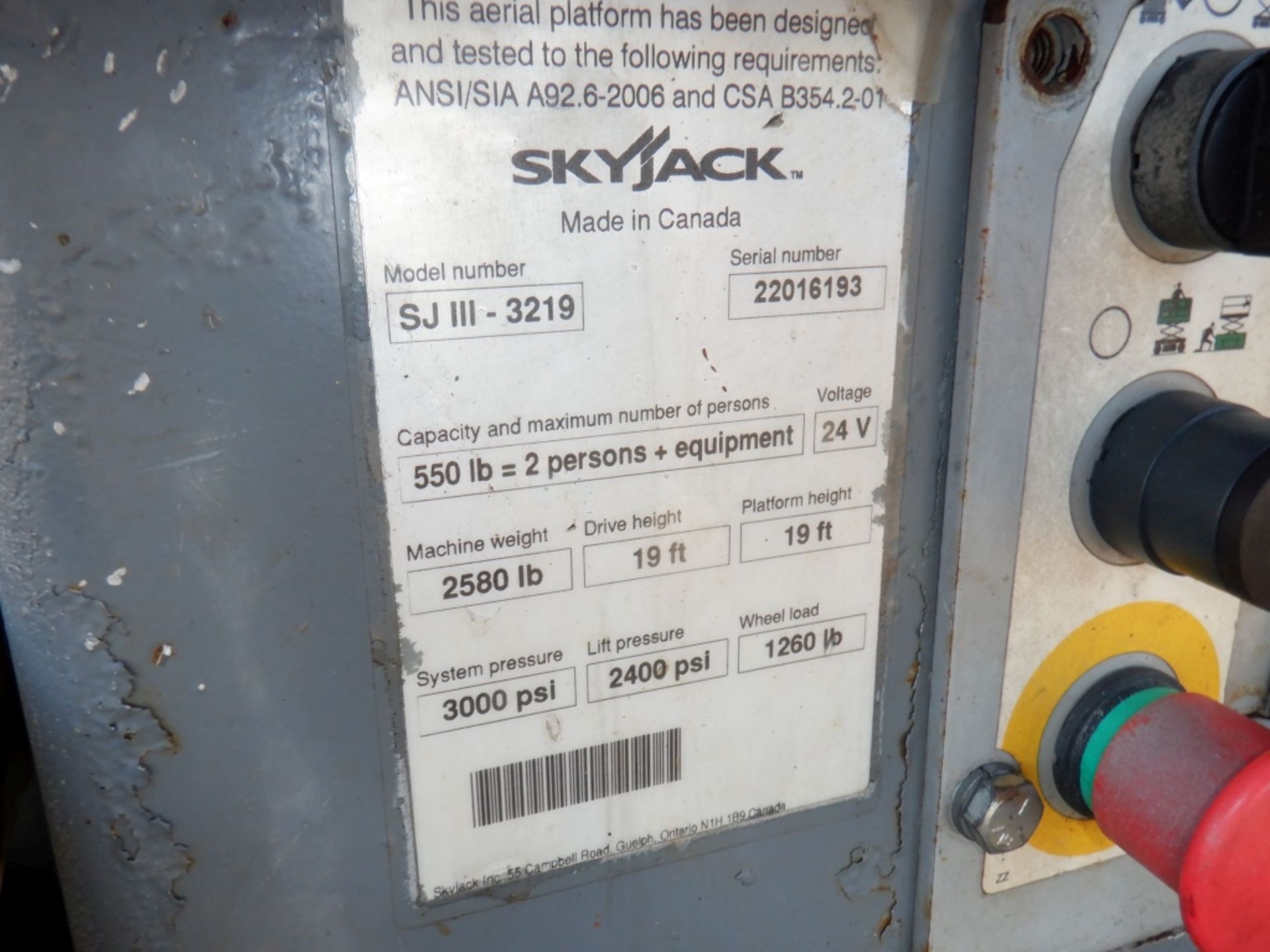 SkyJack SJIII-3219 Scissor Lift, - Image 20 of 20