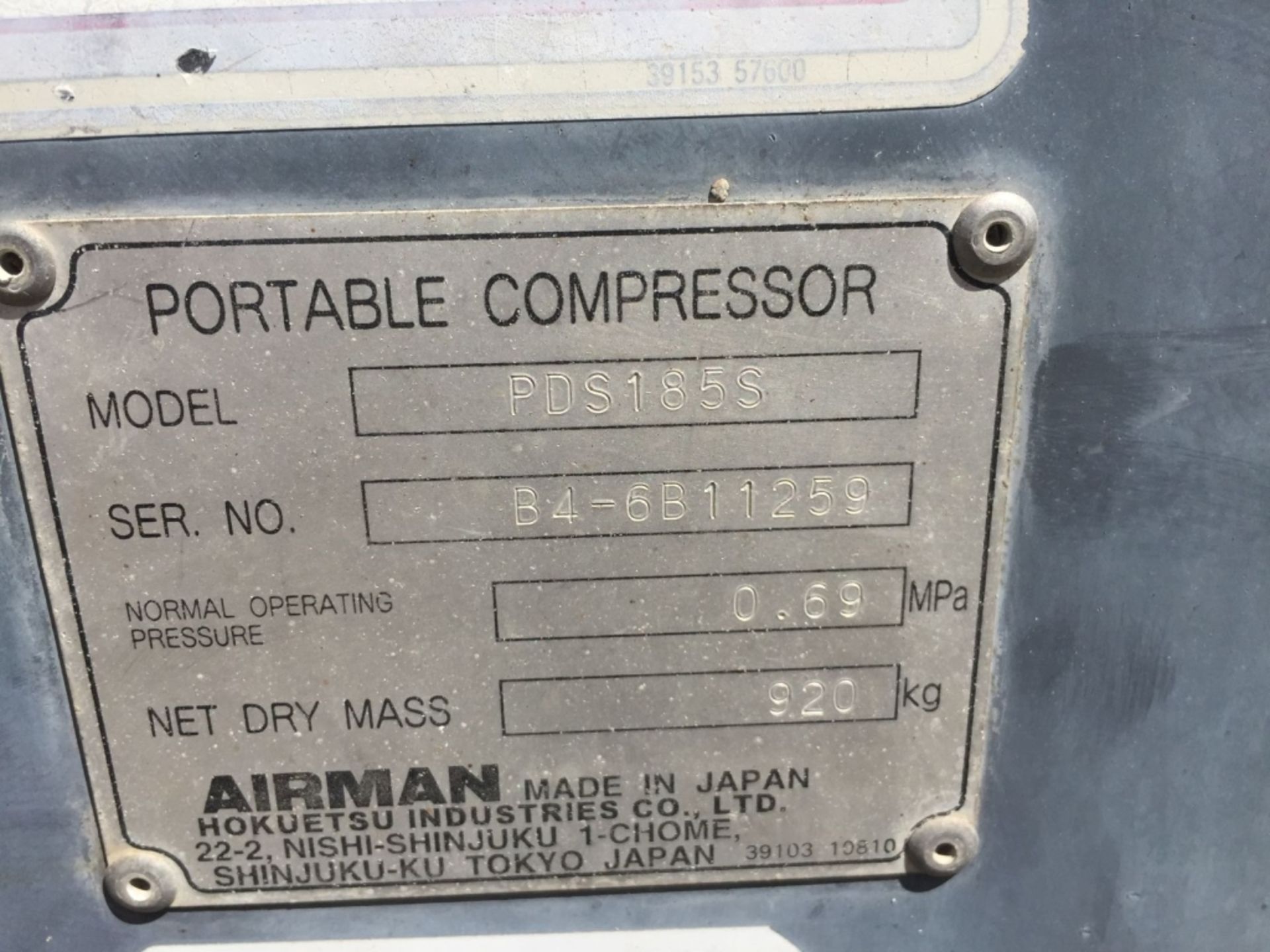 Airman PDS185S 185 CFM Air Compressor, - Image 12 of 12