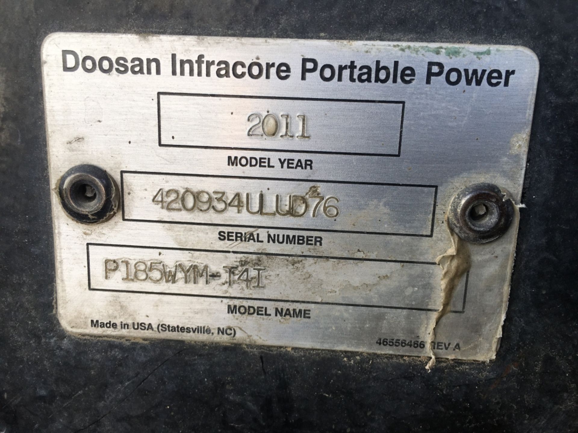 2011 Ingersoll Rand/Doosan 185 CFM Air Compressor, - Image 21 of 21