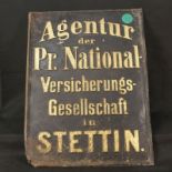 Altes Blechschild Nationalversicherung Stettin