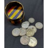 Eine Dose voller alter Münzen u.a. 2.WK, DR, Silber