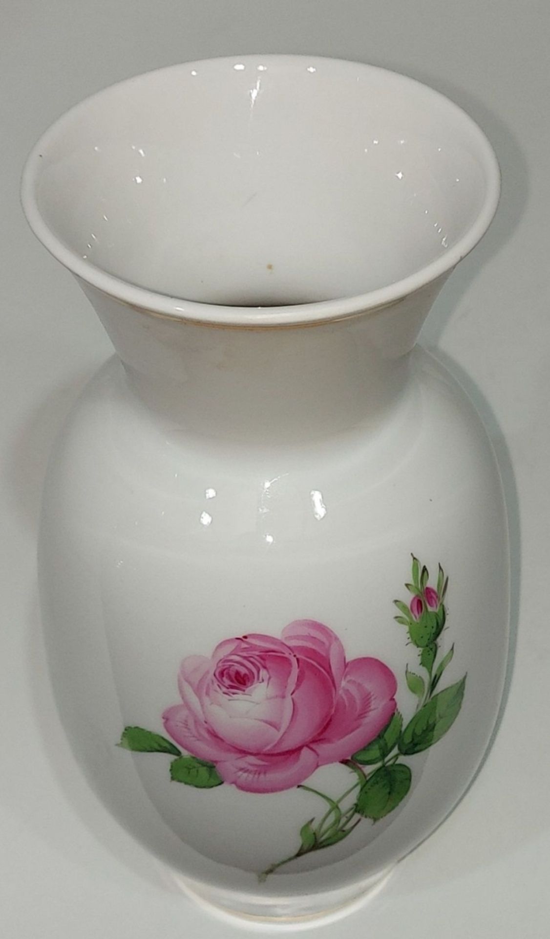 Alte Meissen Vase Rote Rose Rosendekor - Image 3 of 10