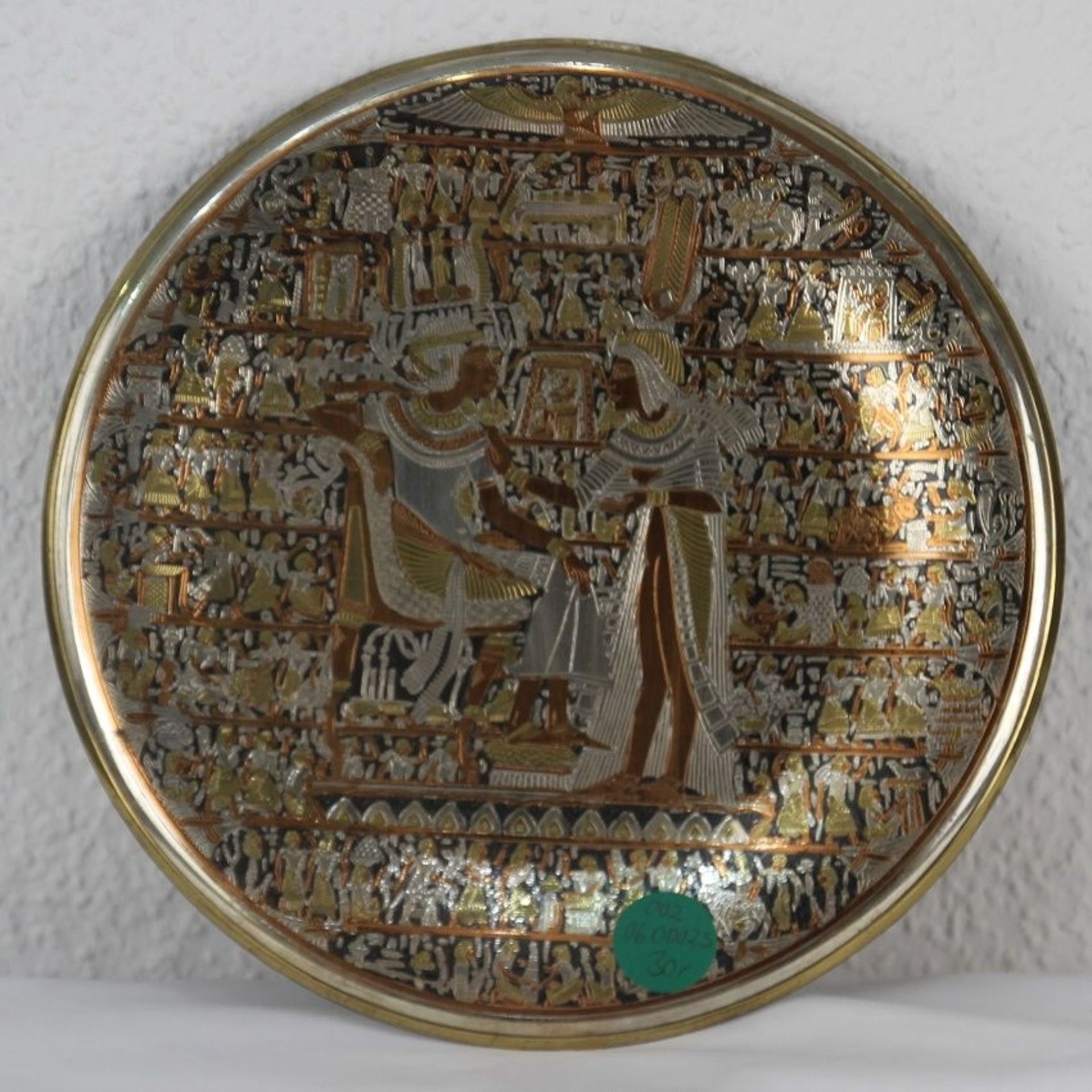 3 schöne Messing Kupfer Wandteller Ägyptische Motive - Image 2 of 4