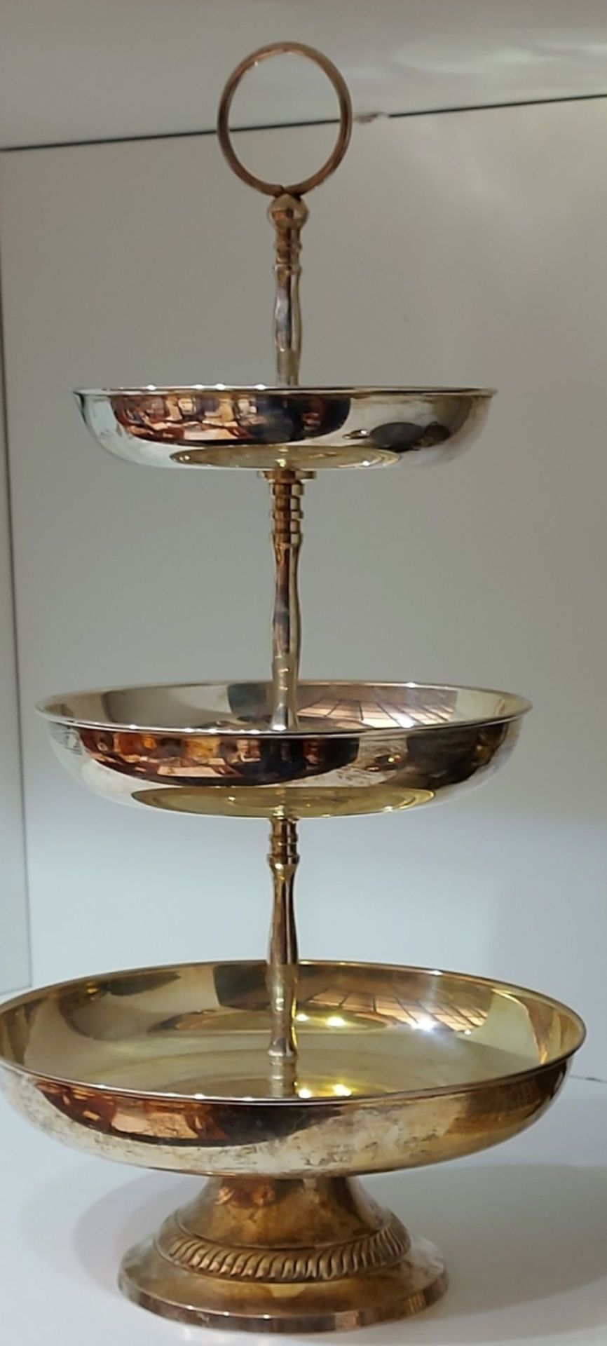 Große alte 3-stufige Etagere versilbert ca. 52cm