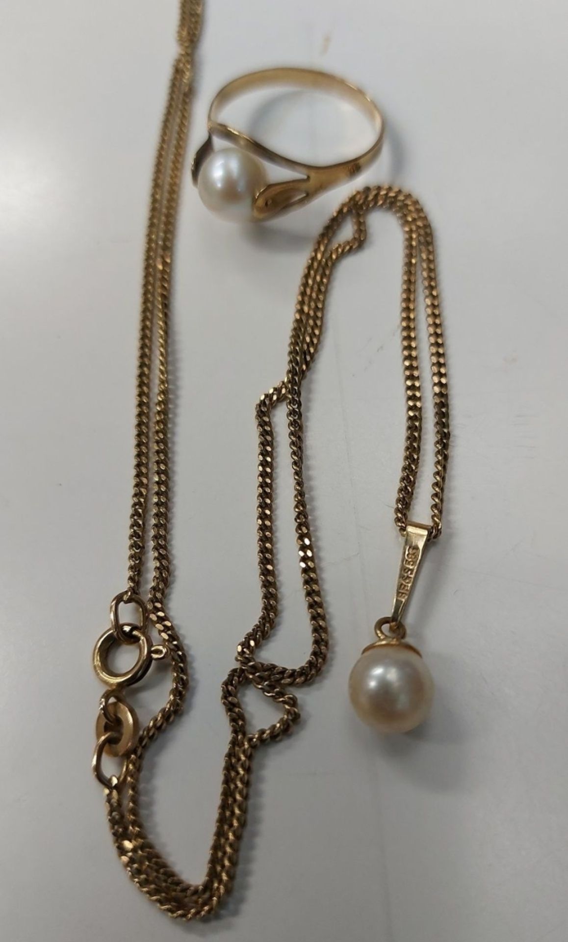 Schönes Gold 585 GG 333 GG Perlen Set, Kett, Anhänger & Ring - Bild 5 aus 6