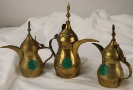 3 Stk. Messing Mokka Kannen orientalisch