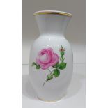 Alte Meissen Vase Rote Rose Rosendekor