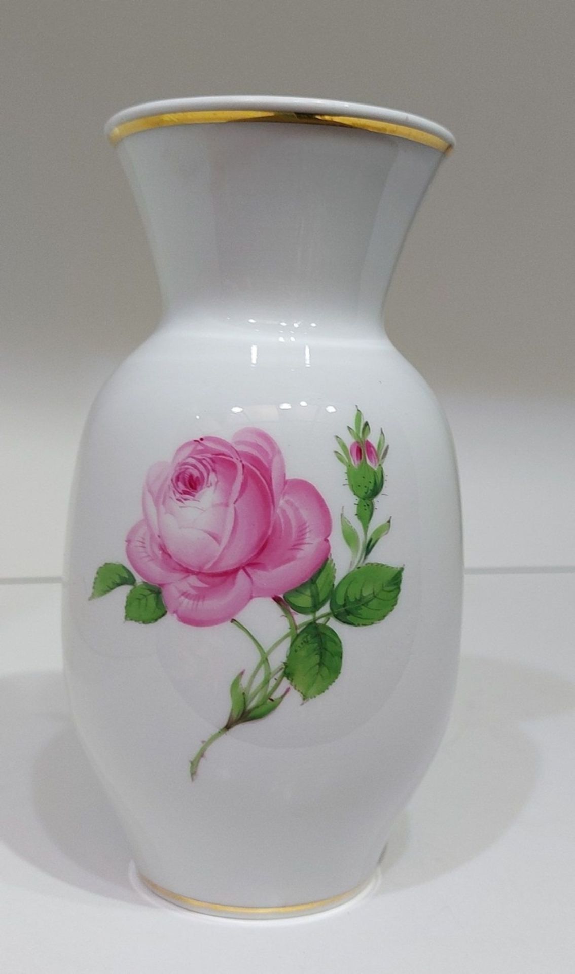 Alte Meissen Vase Rote Rose Rosendekor