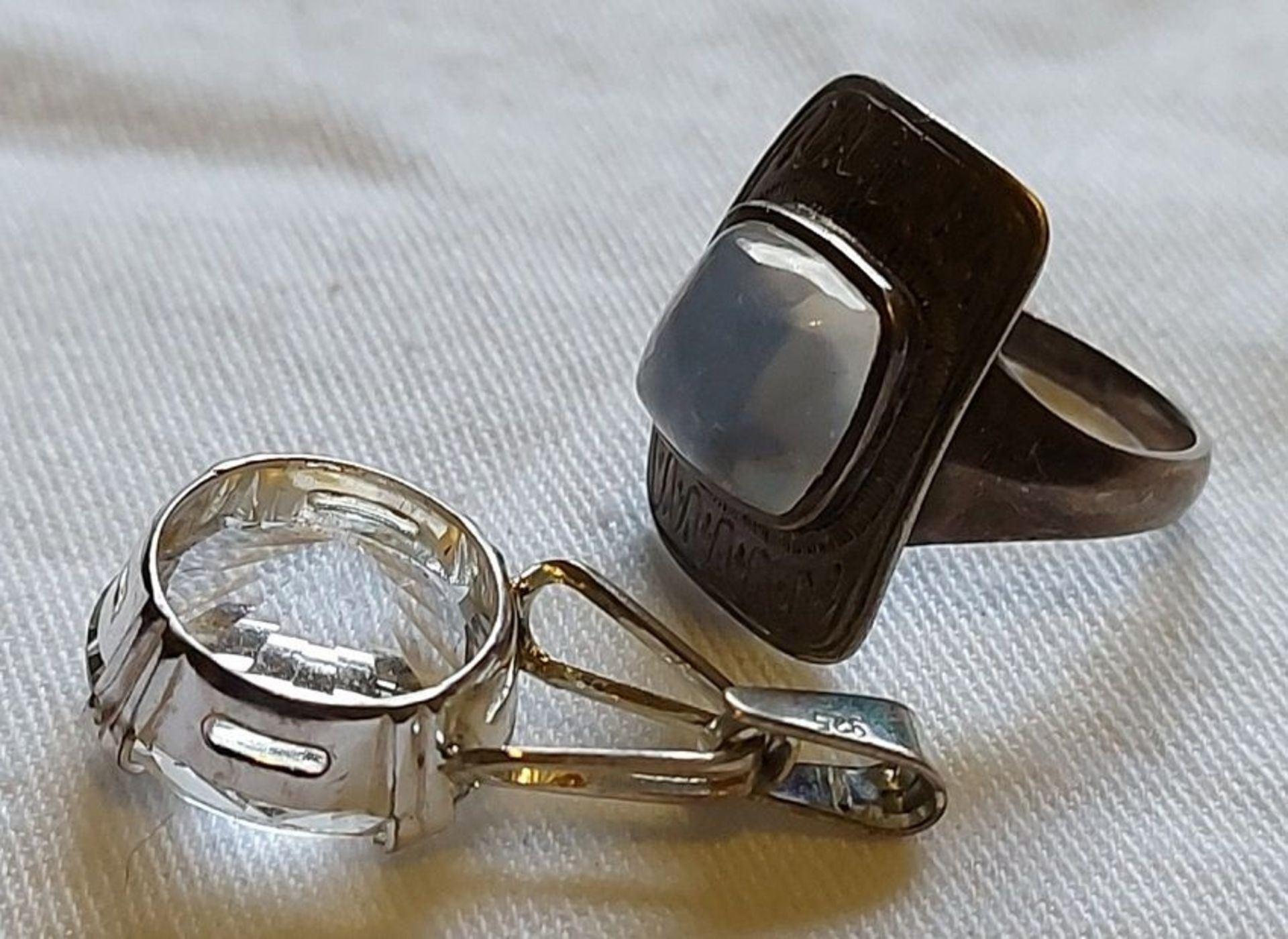 Schönes Konvolut 925er Silberschmuck Mondstein Ring und Anhänger - Bild 4 aus 5