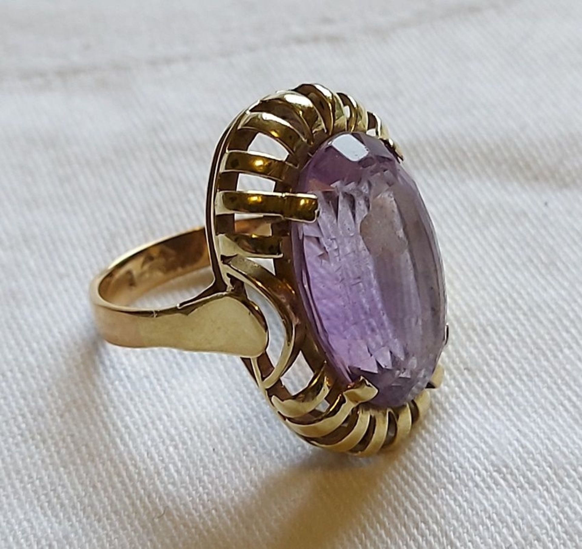 Vintage Damenring Goldring 585 GG 14k mit Amethyst ca. 8,2g - Bild 4 aus 4