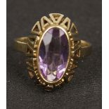 Klassischer Vintage Amethyst Ring 333 GG, Gr. 58