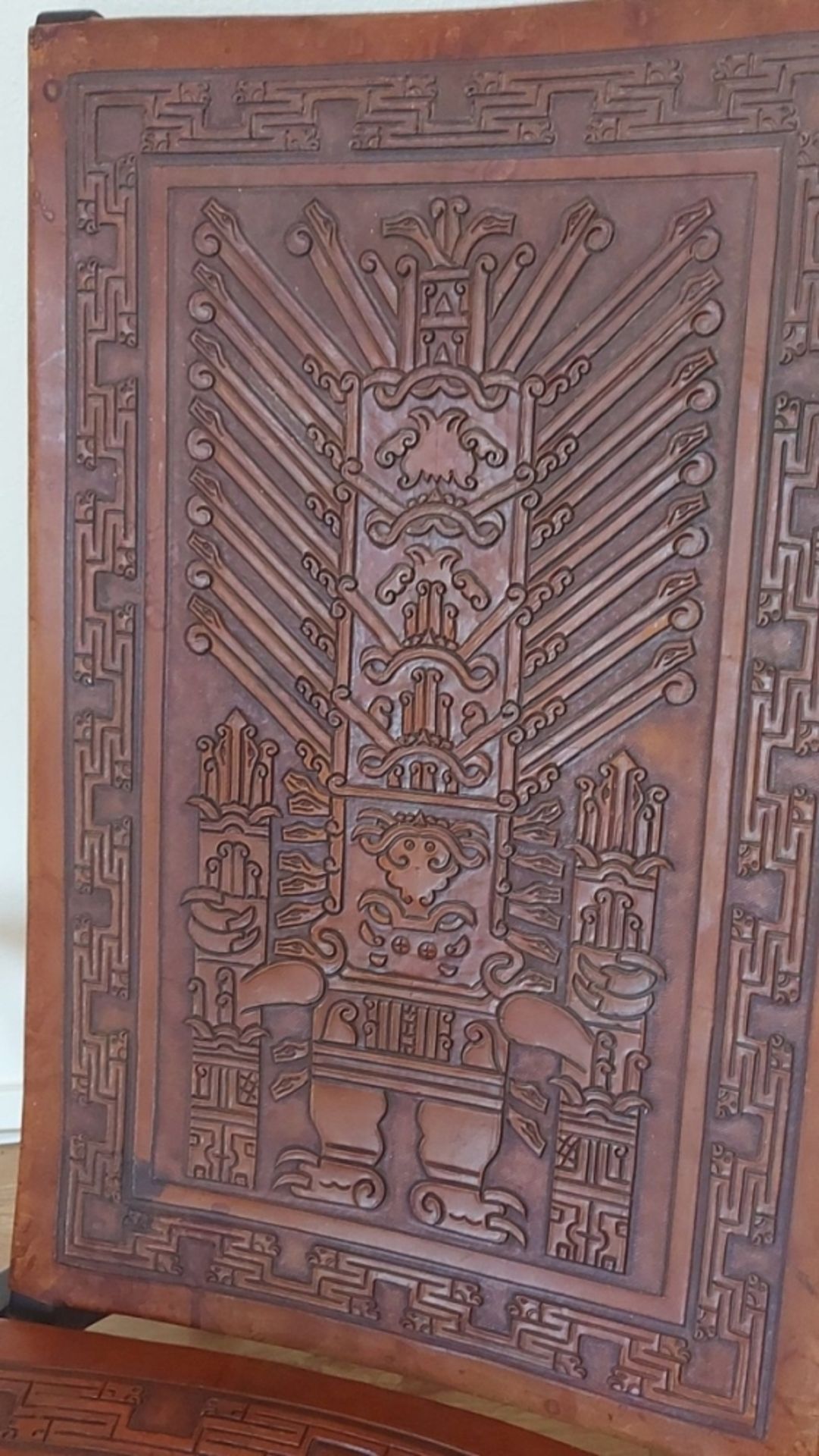 Außergewöhnlicher Büffelleder Lederstuhl PERU Inka Design Kolonialstil - Bild 5 aus 6