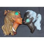 2 Stk. Vintage Cortendorff Wandmasken 50er Jahre