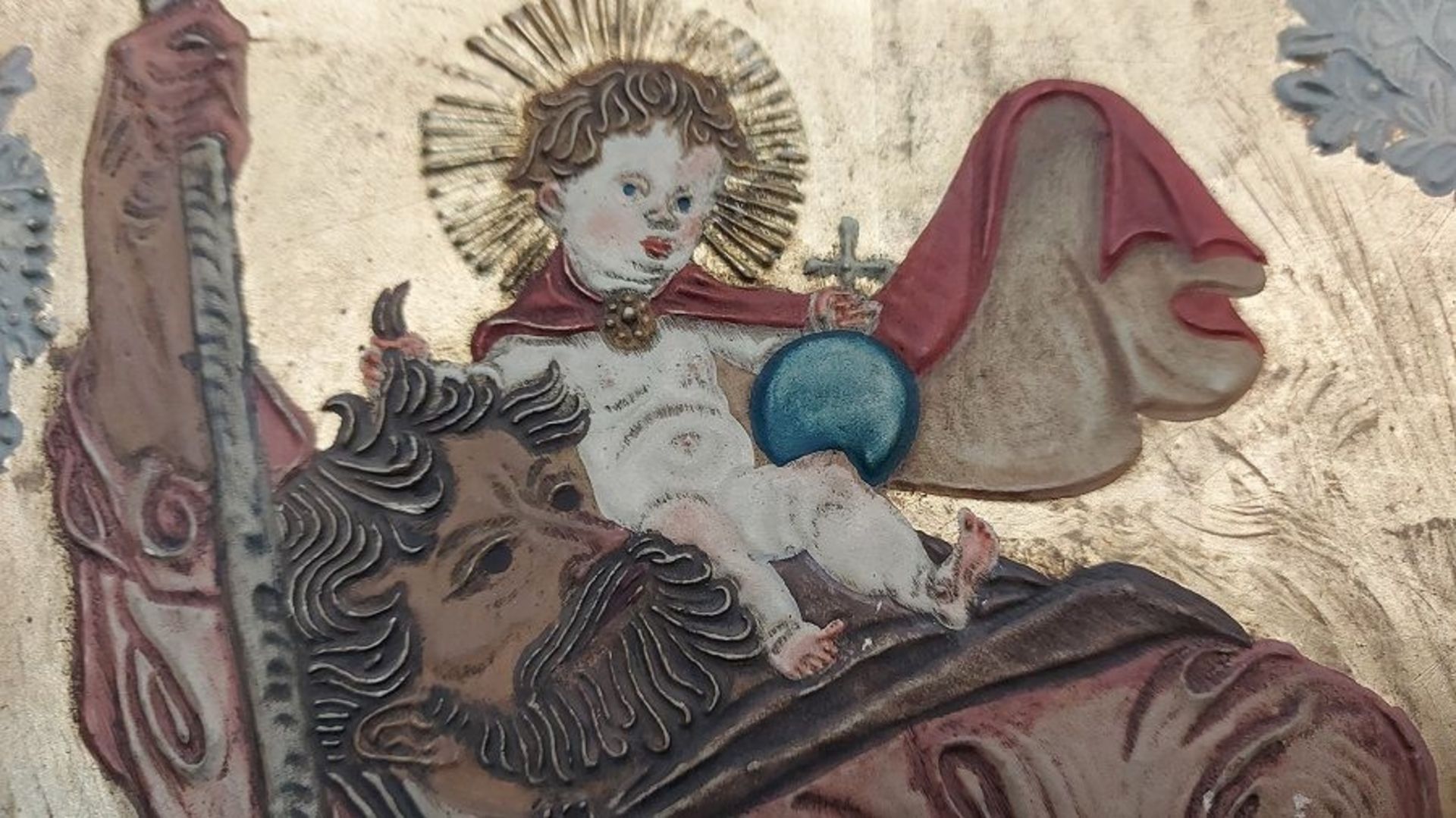 Altes Ton Relief Heiligenbild Hlg. Florian - Bild 3 aus 6