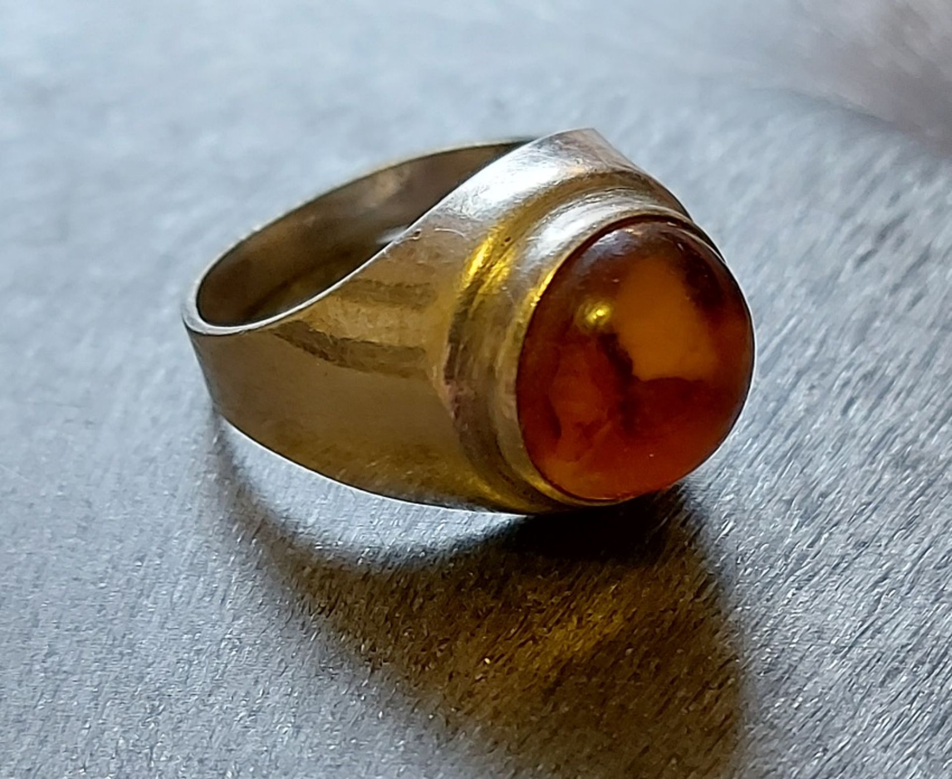 Runder Bernstein Fischland Ring Silber ca. 6,3g