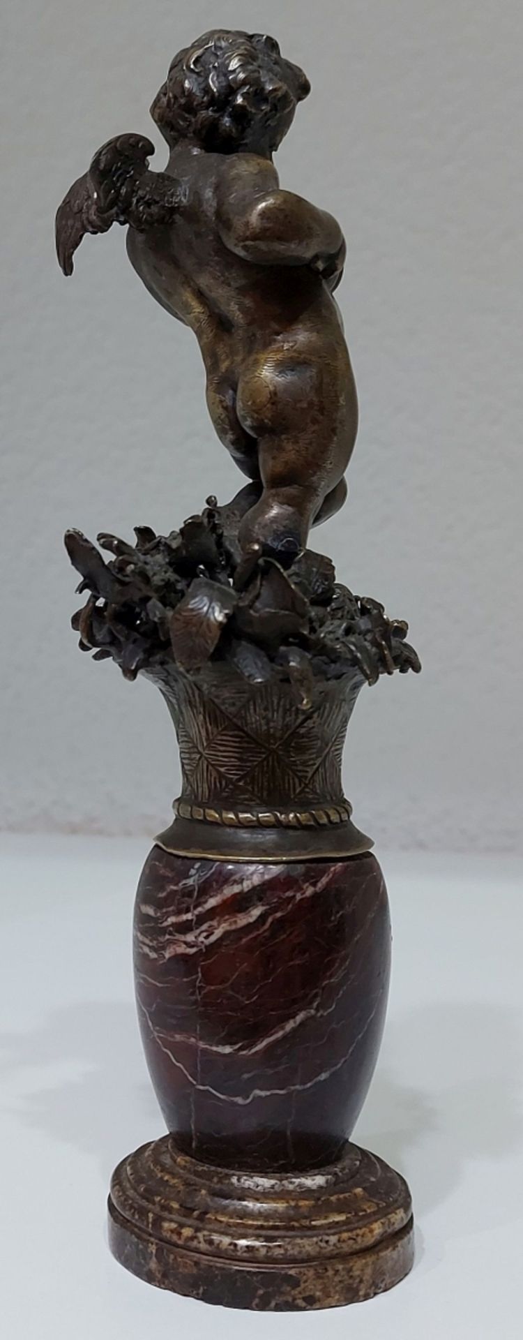 Alte Bronzefigur geflügelter Putto Engel Bacchus ca. 23cm - Bild 2 aus 6