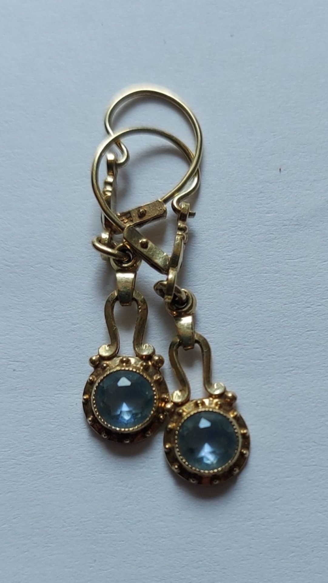 1 Paar Goldohrringe blaue Steine Ohrringe 585er GG - Bild 5 aus 5