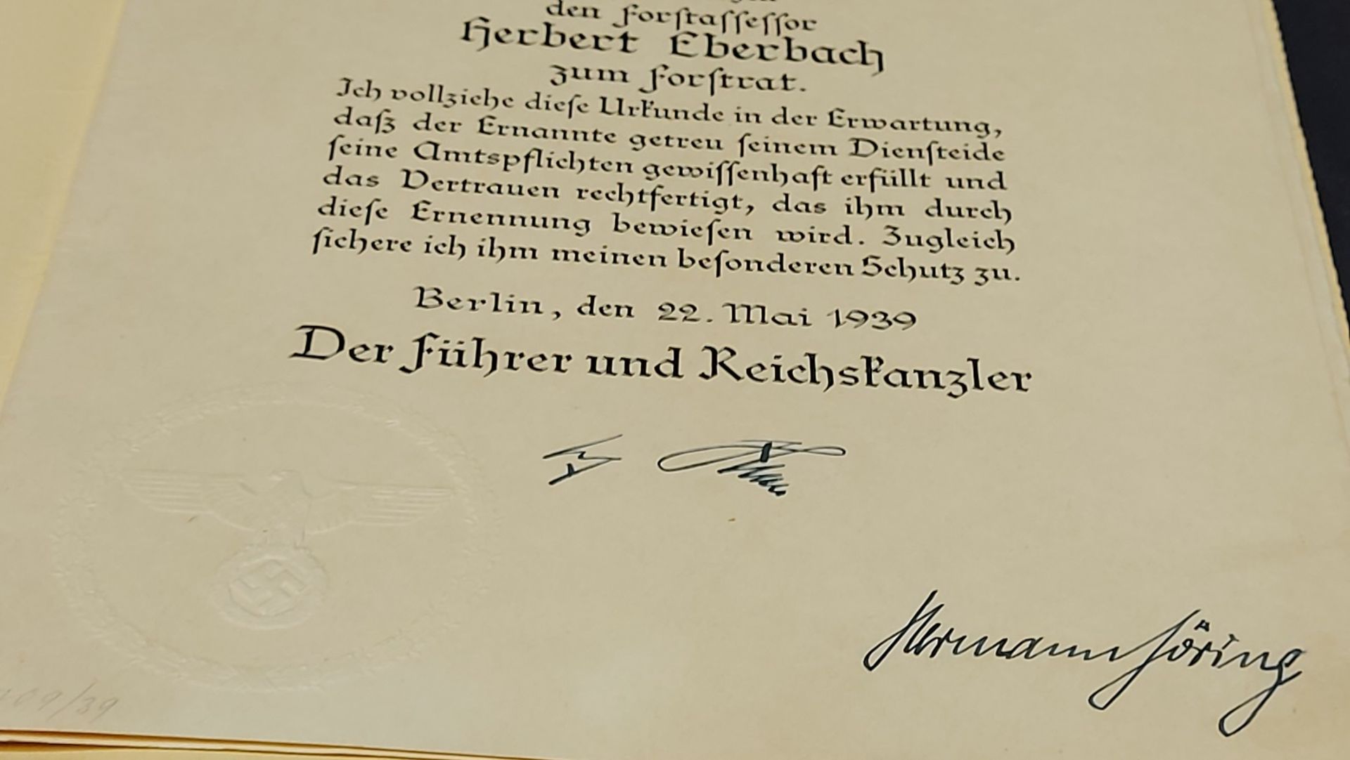 Orig. Autograph Urkunde Adolf Hitler und Hermann Göring - Image 3 of 20