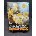 Sammlerstück! Der Vierte beim Skat - Seltenes Haake Beck Schild, lim. Auflage 1997