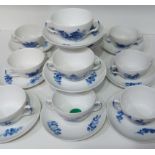 12 Suppentassen Royal Modell 8282 Blaue Blume Korbmuster Copenhagen Dänemark