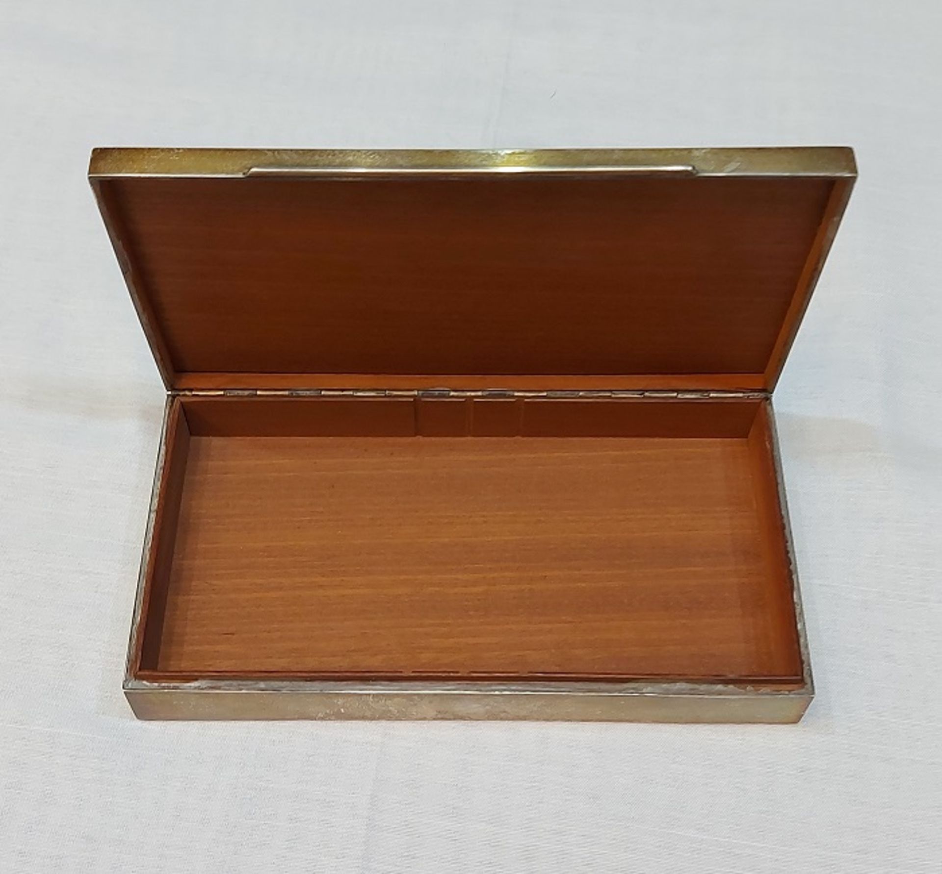 Schöne alte 925er Silber Zigarrenkiste Zigarettendose Deckeldose Holzbox - Bild 7 aus 8