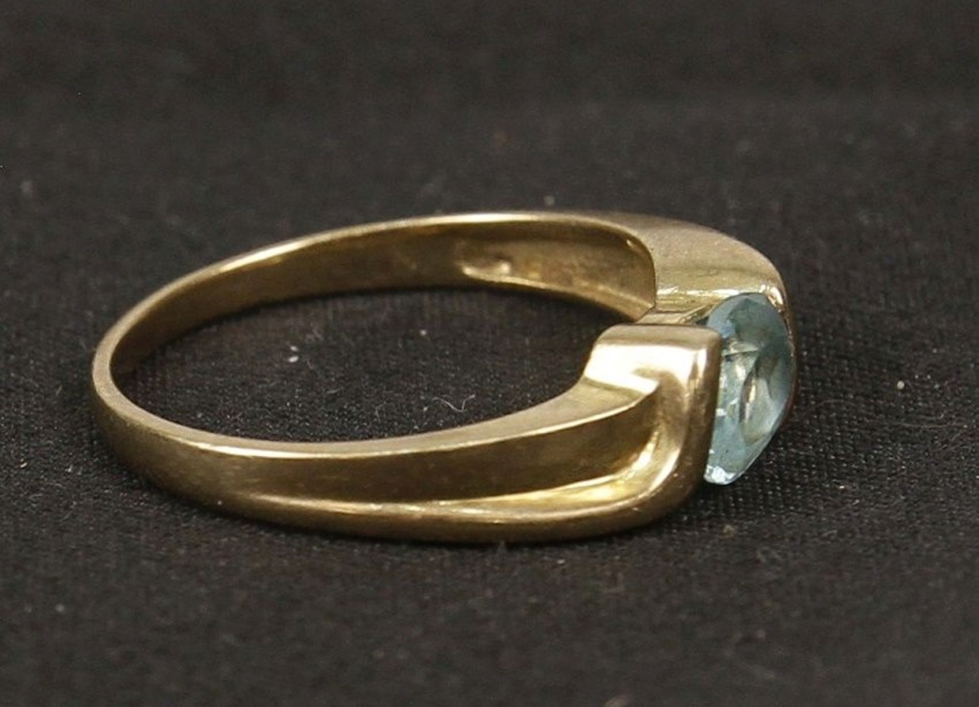 Großer Goldring Gr. 60 DAU Damenring mit schönem blauen Stein ca. 3g - Bild 2 aus 3