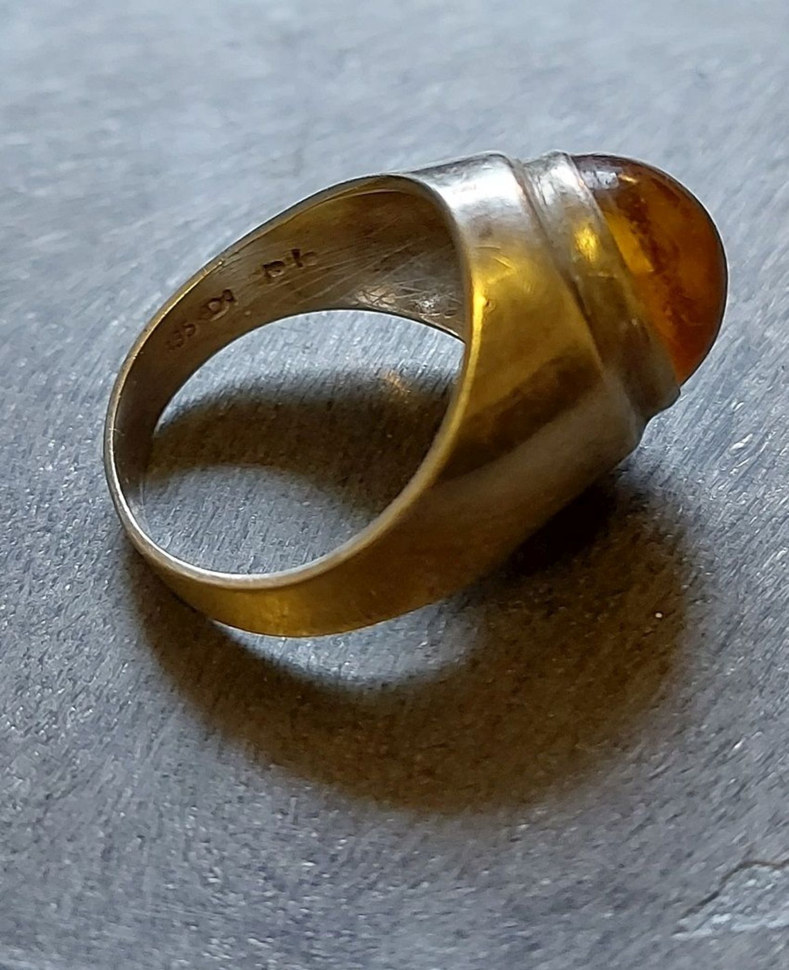 Runder Bernstein Fischland Ring Silber ca. 6,3g - Bild 3 aus 5