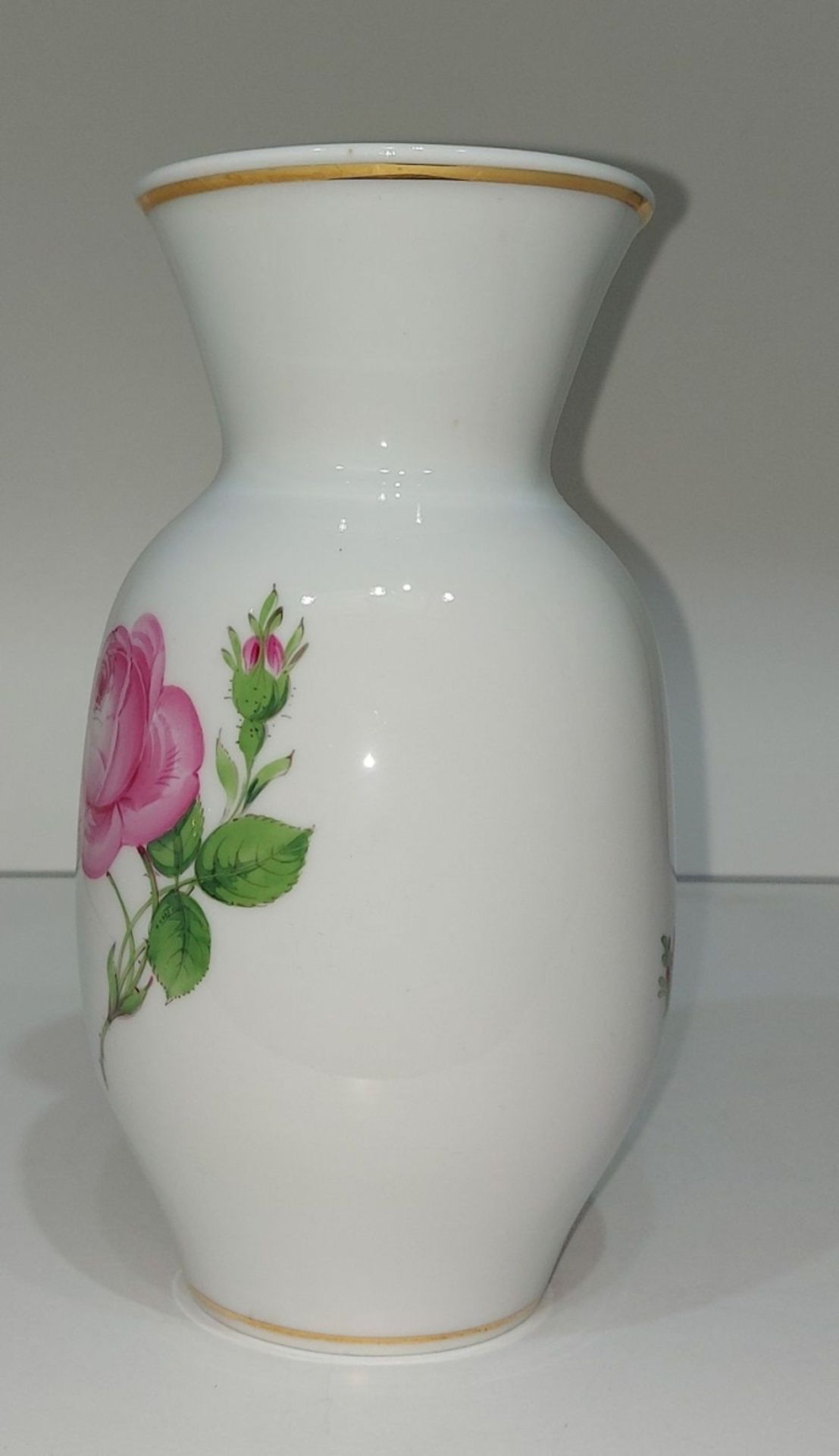 Alte Meissen Vase Rote Rose Rosendekor - Image 8 of 10