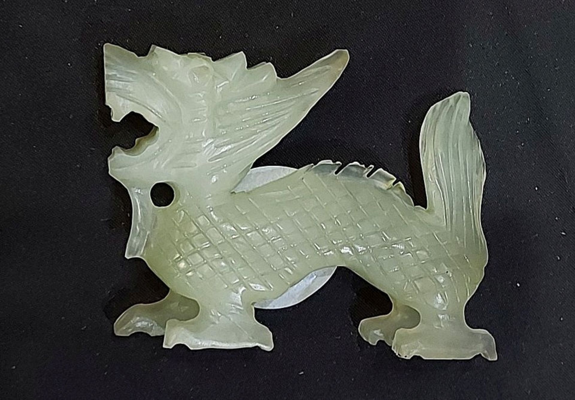 Kleiner alter natürlicher Xui Jade Drachen Glücksdrache - Bild 2 aus 5
