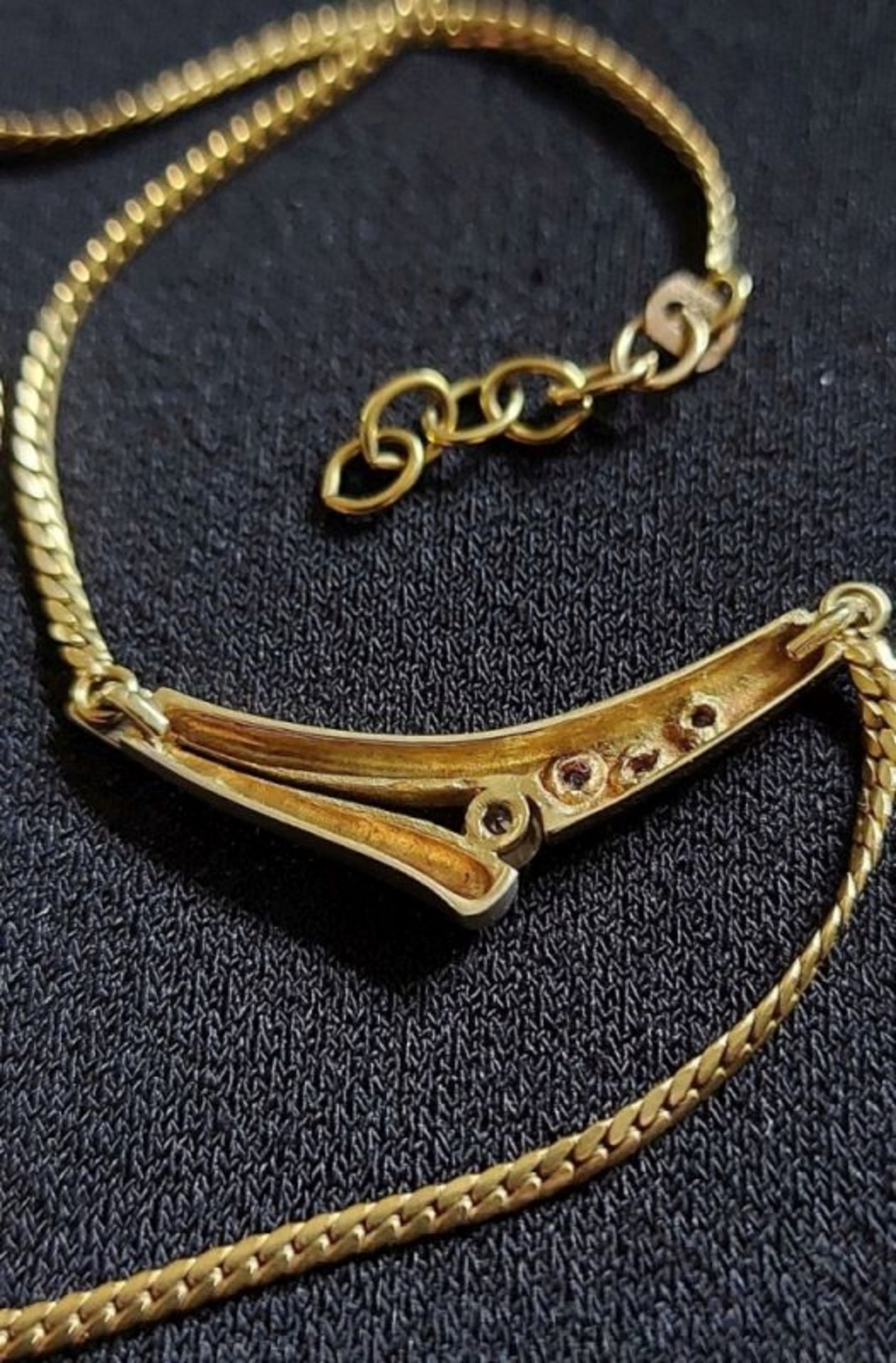 Modernes 585 GG 14k Collier mit Brillianten + Verlängerung - Bild 2 aus 3