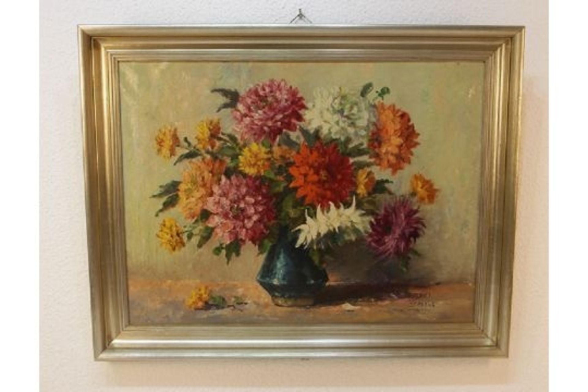 Großes Ölbild "Stevens" Blumenstilleben 95 x 75cm - Bild 4 aus 6