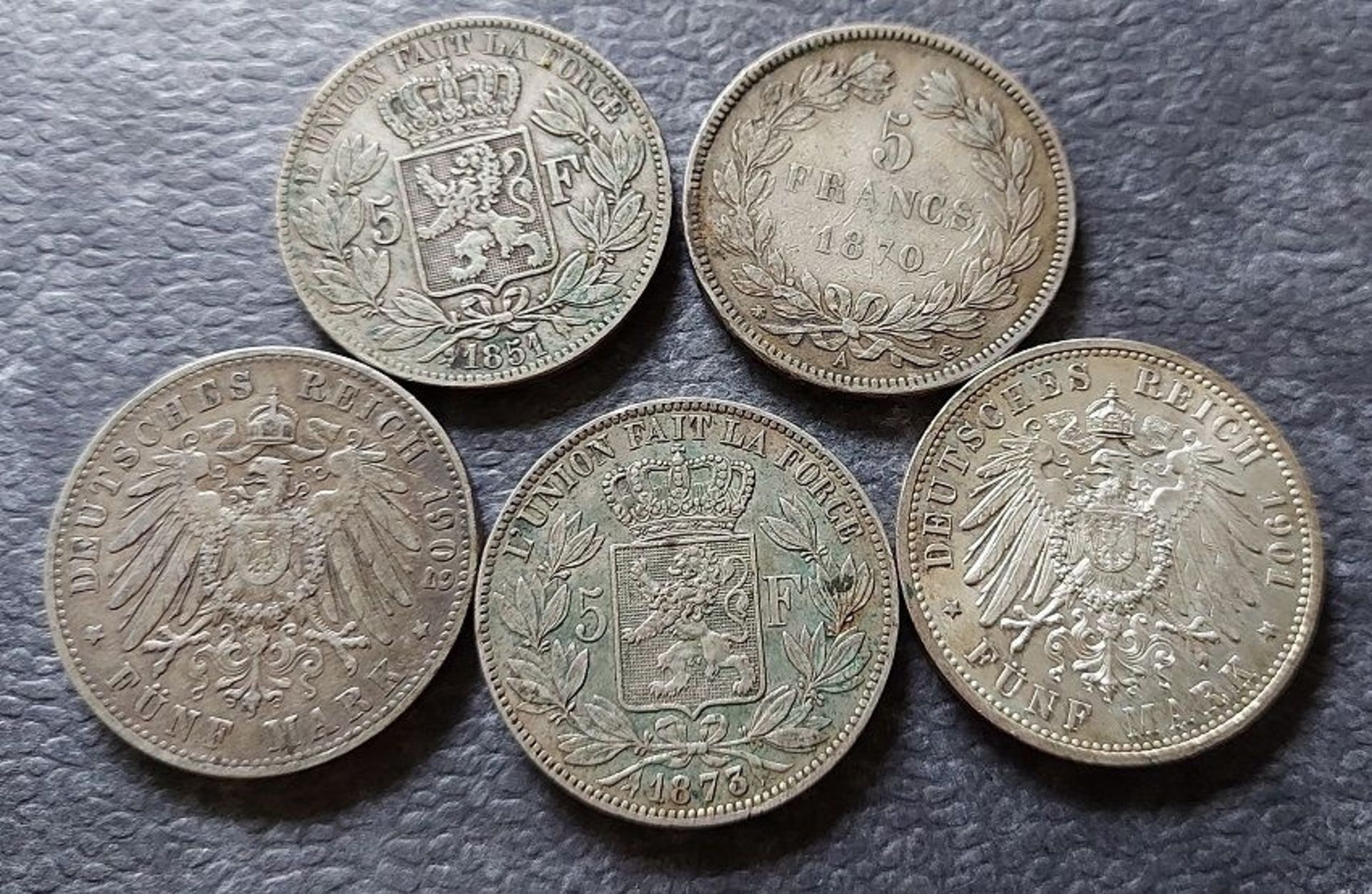 Für den Tierschutzverein Gifhorn: 5 Stk. antike Silbermünzen 5 DR Kaiserreich - Bild 2 aus 3