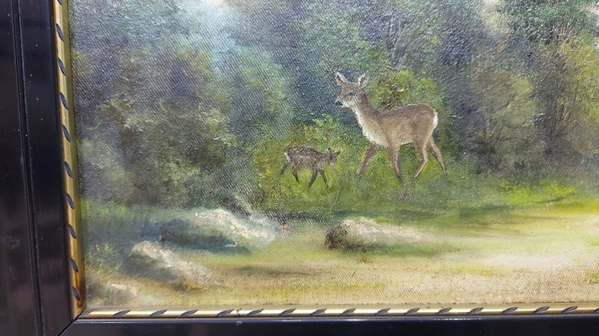 Für den Tierschutzverein Gifhorn: Gerahmtes Ölbild Motiv ein Reh, signiert S. Töttler - Bild 2 aus 5