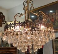 Alter Kristall Kronleuchter Lüster Hängelampe Messing