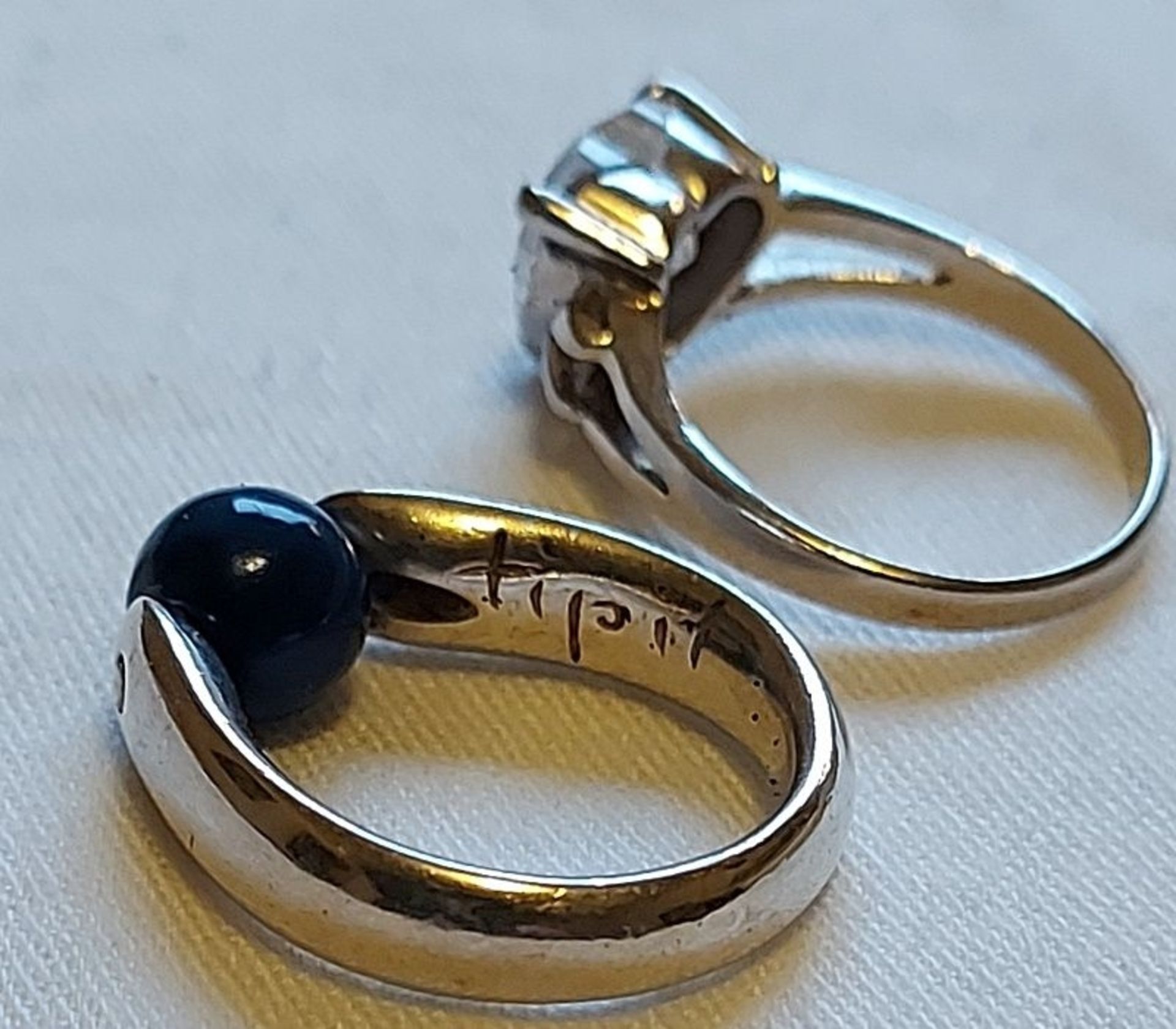 2 alte Ringe 925er Silber 1x mit blauer Kugel 1 x mit Herz - Bild 4 aus 5