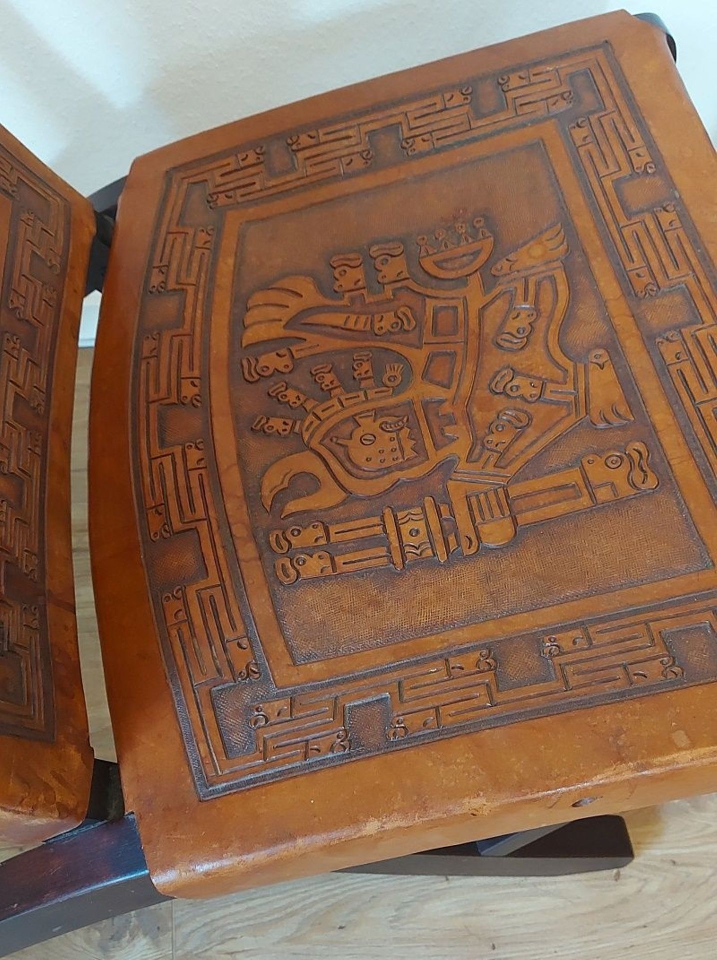 Außergewöhnlicher Büffelleder Lederstuhl PERU Inka Design Kolonialstil - Bild 6 aus 6