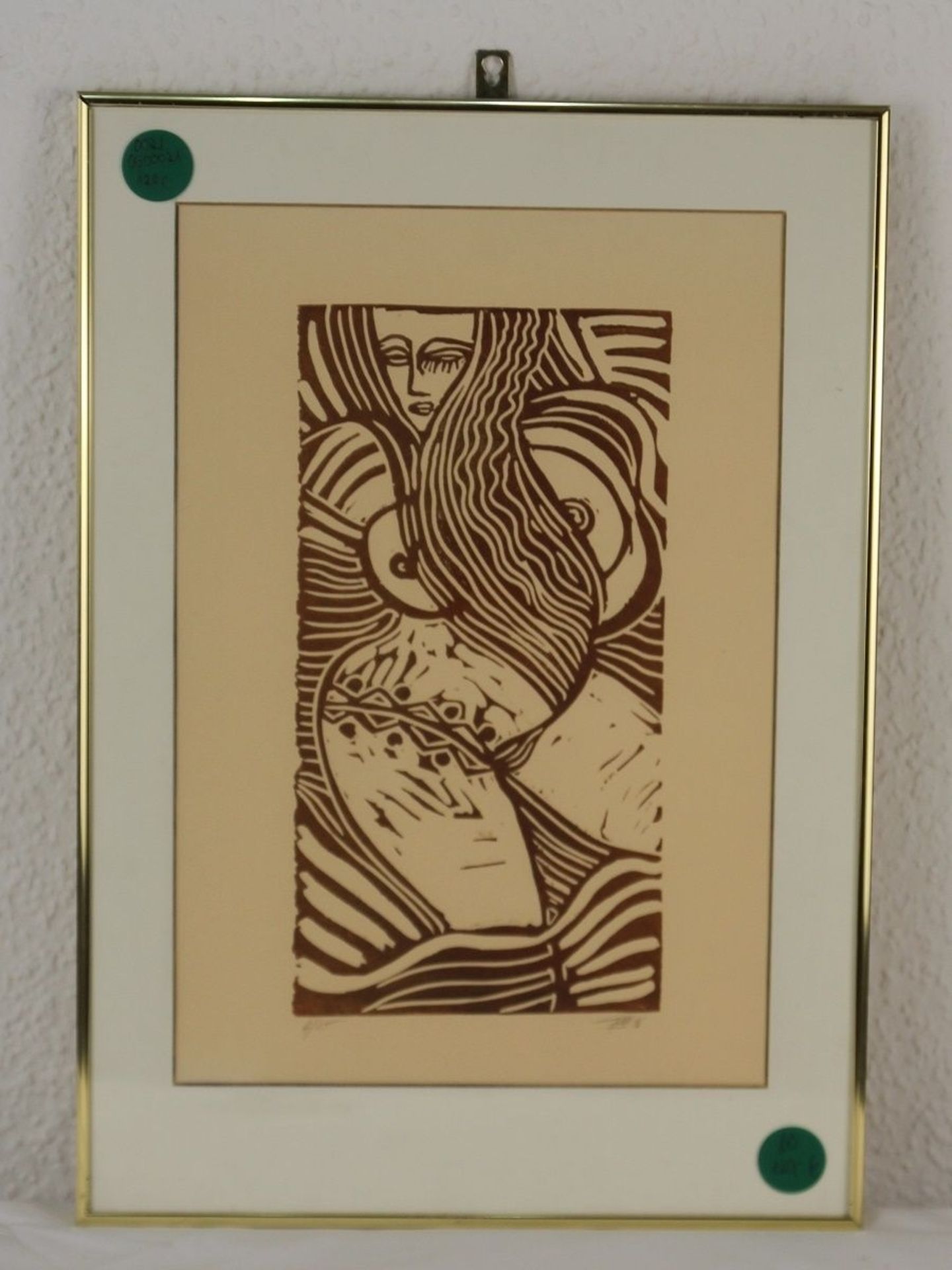 Moderner Farb-Holz Linol Schnitt Nackte Frau verm. Fritz - Bild 3 aus 3
