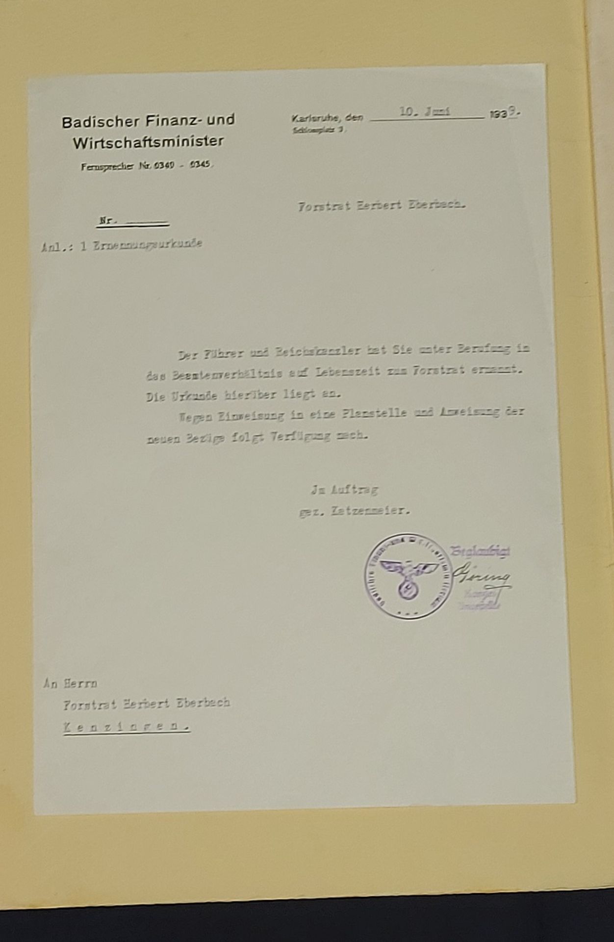 Orig. Autograph Urkunde Adolf Hitler und Hermann Göring - Bild 16 aus 20